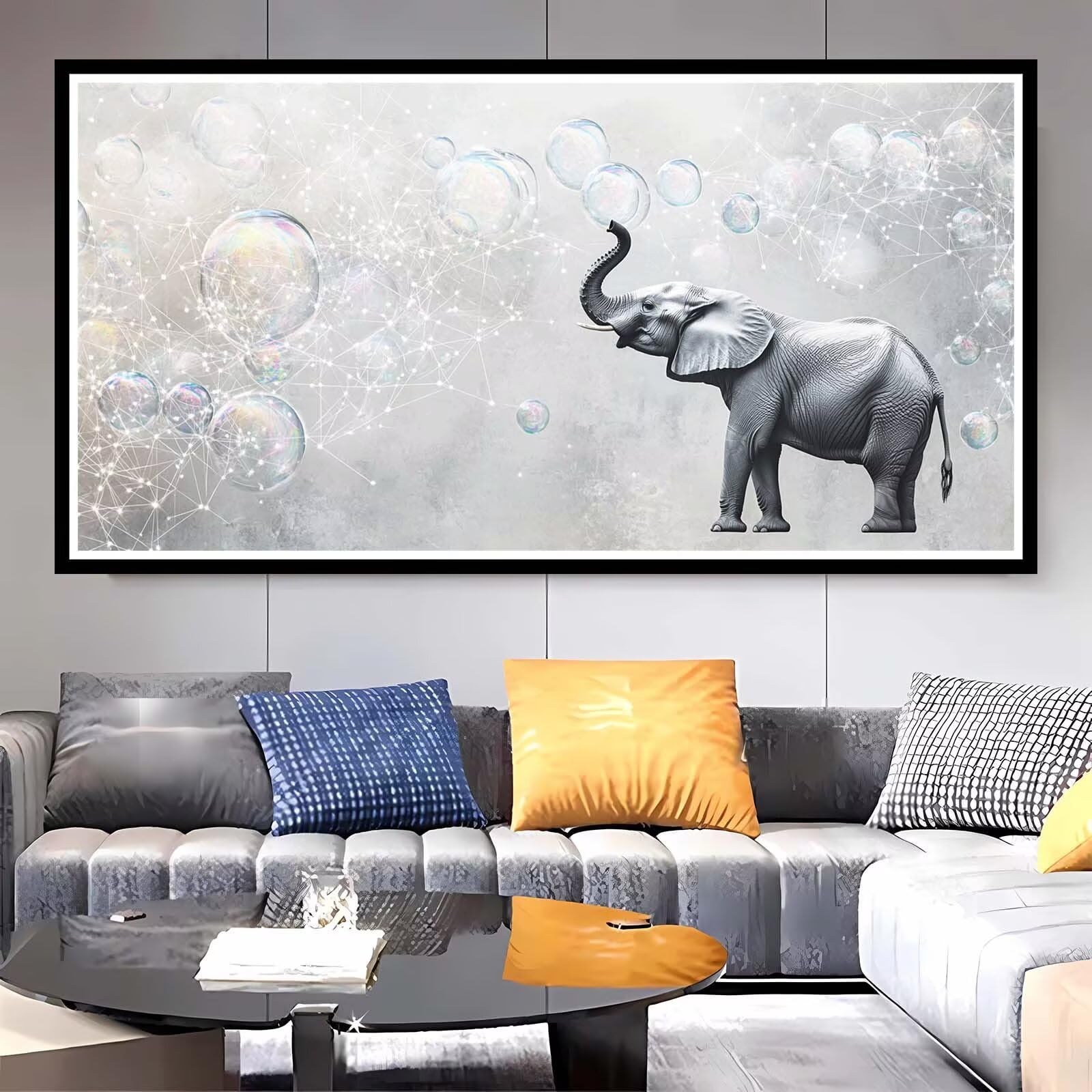 Peinture Numero Enfant Rêve Peinture par Numero Adulte Éléphant Paint by Numbers Kits Facile Toile Huile Painting à la Main avec Pinceaux Artisanat pour la Maison Décoration 70x140cm Sans Cadre-KL953