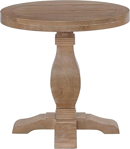 Miniatura 13 de Napa - Mesa de sala de estar de madera maciza, rústica recuperada, natural y blanco, con extremos redondos, mesita de noche, mesita de noche, 26