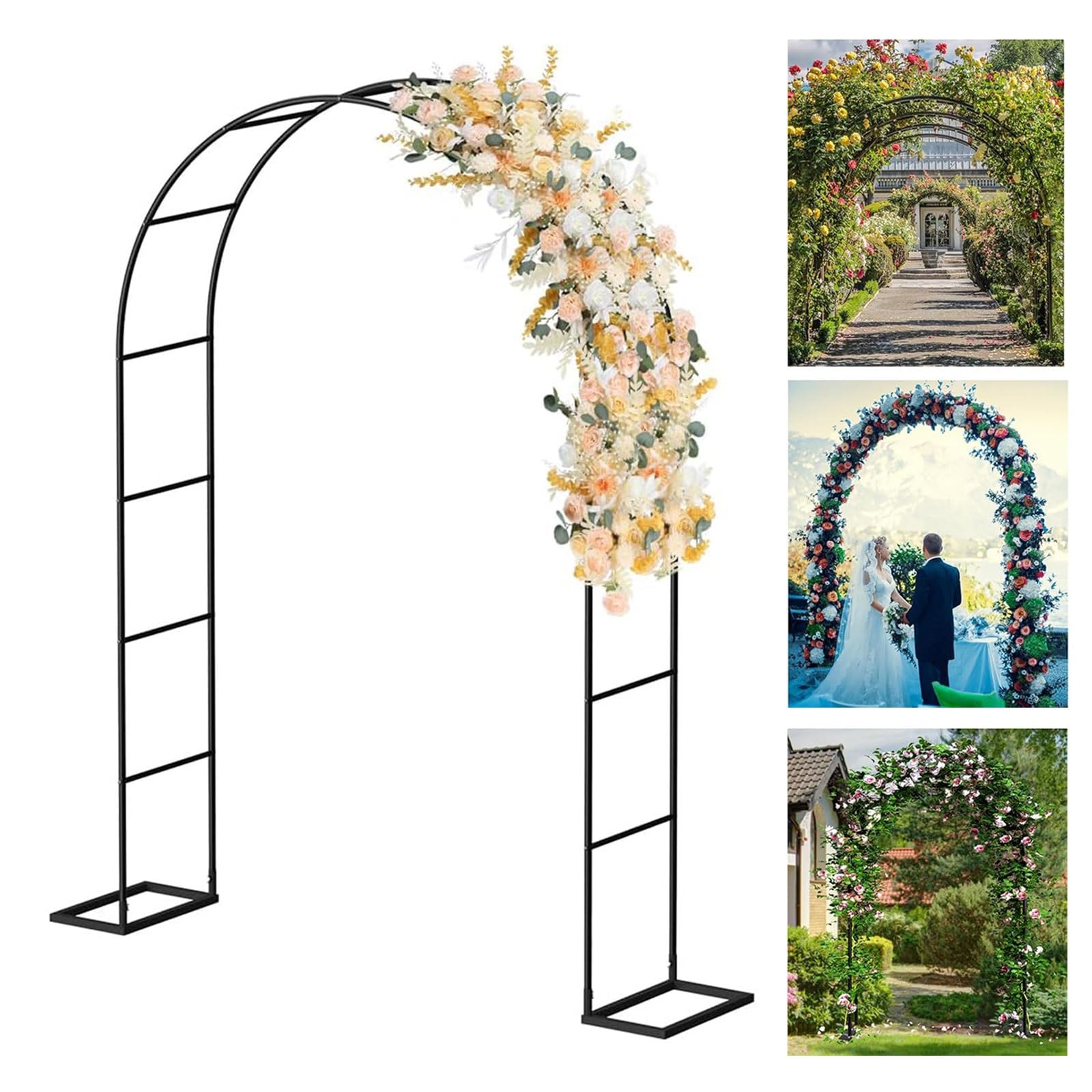 Schwer Rosenbogen Verzinkt Gartenbogen, Stabil Metall Torbogen für Rosen Und Kletterpflanzen Zur Unterstützung Pflanzen Rosengestell Torbogen-Gartendekoration(1.2 * 2.2 m/3.9 * 7.2 ft)