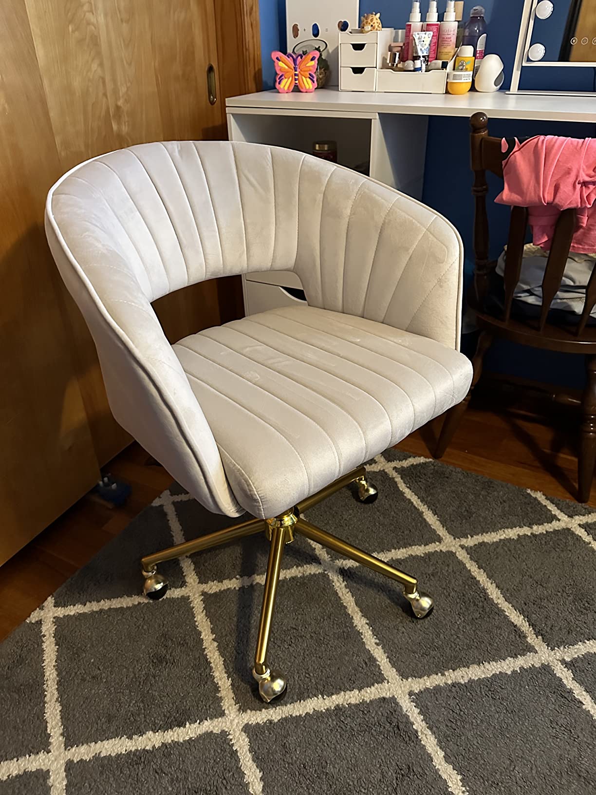 17/mo Finance Nrizc Velvet Office Desk Chair, Upholstered Home