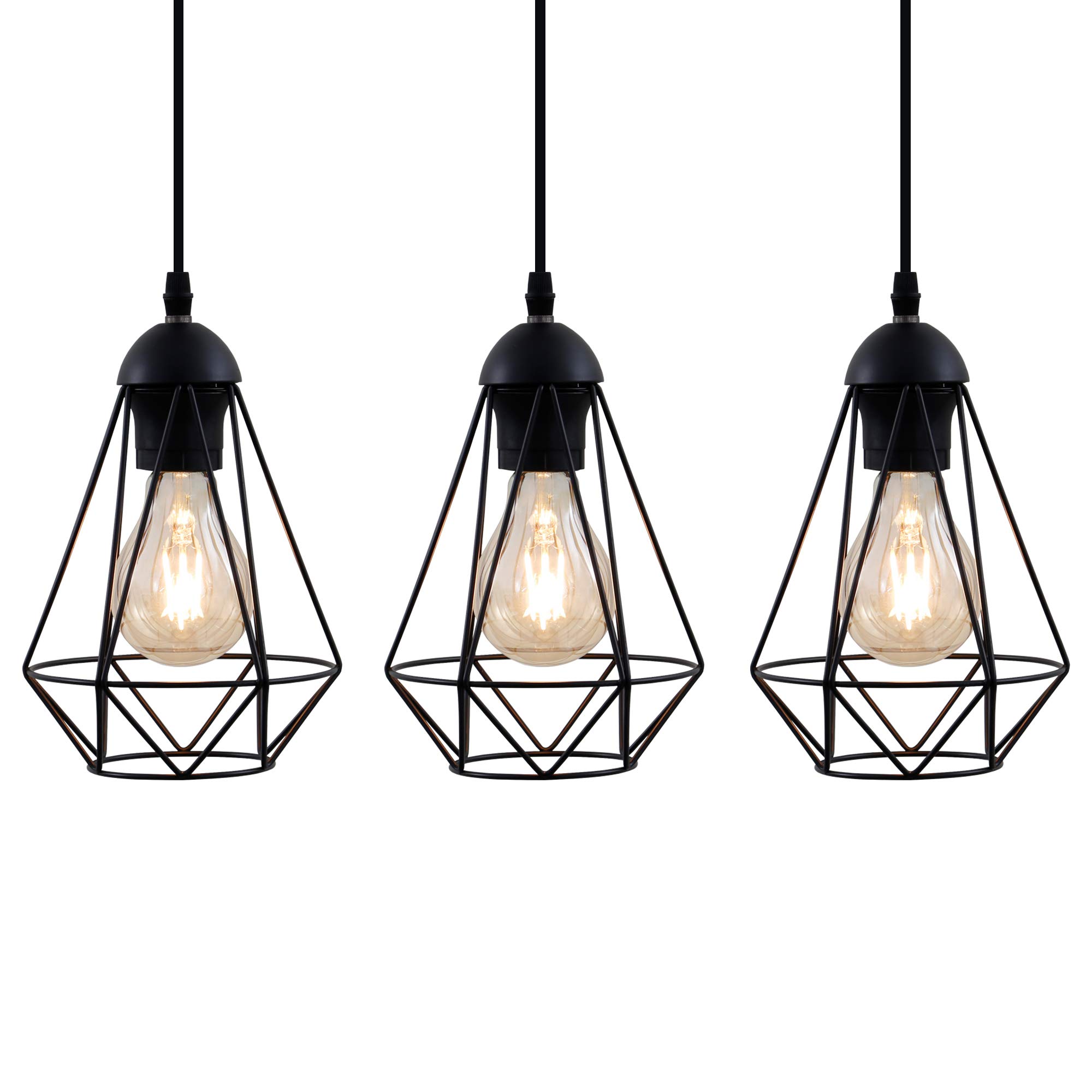 B.K.Licht 3-Light Industrial Pendant 