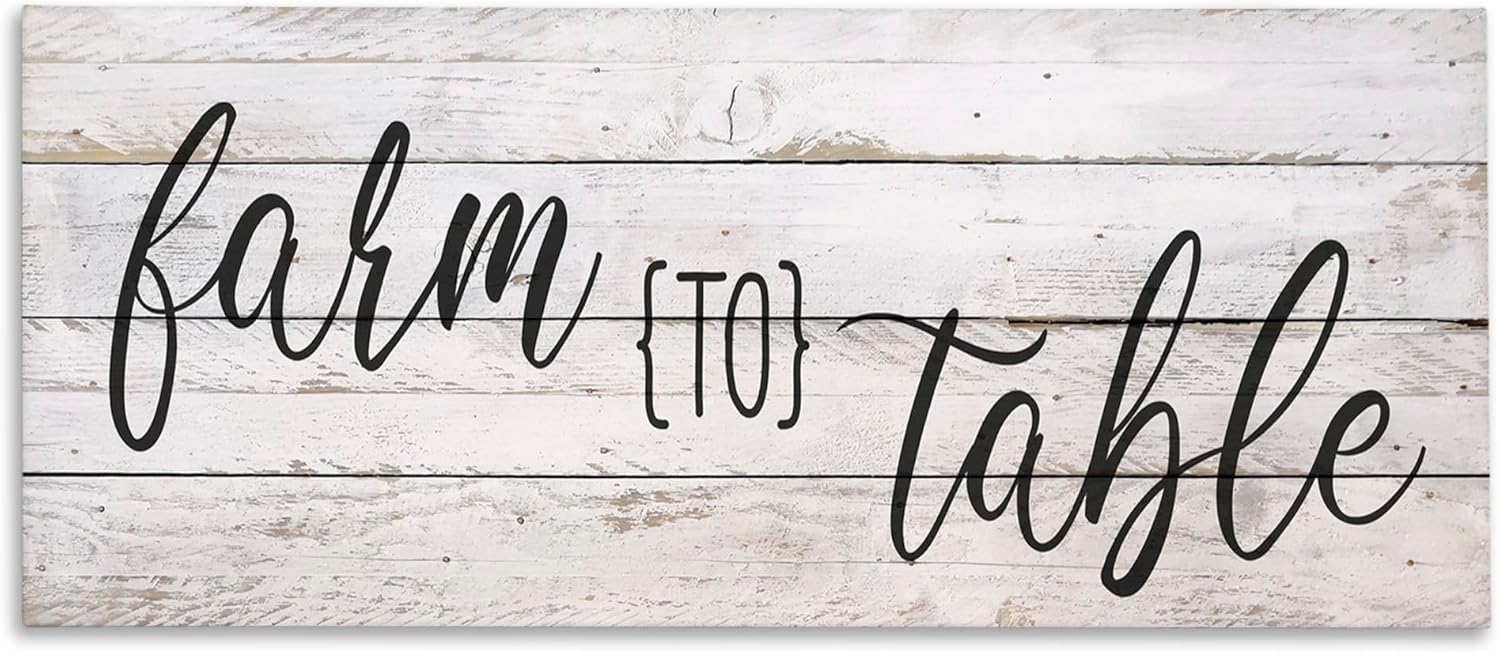 Stupell Industries Farmhouse Planked Look Farm to Table Sign Canvas Wall Art, 13x30, Multicolor