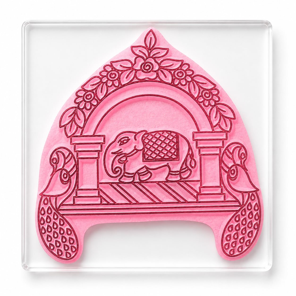 **Elephant with Peacock Bridal Mehendi Stencil Tool, Reusable Acrylic Mehendi Stamp for Bridal, Wedding & Festive Occasion Mehendi Designs, Easy-to-Use Mehndi Tool, Size 3 x 3.5 Inch**-picture-52