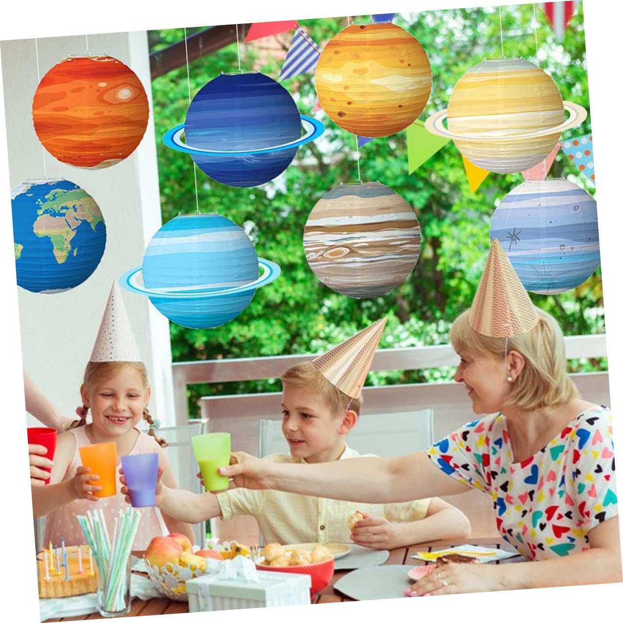 8 Stück Papierlaternen Weltraum Planeten aus Papier Sonnensystem Dekoration für Party Kindergeburtstag Babyparty