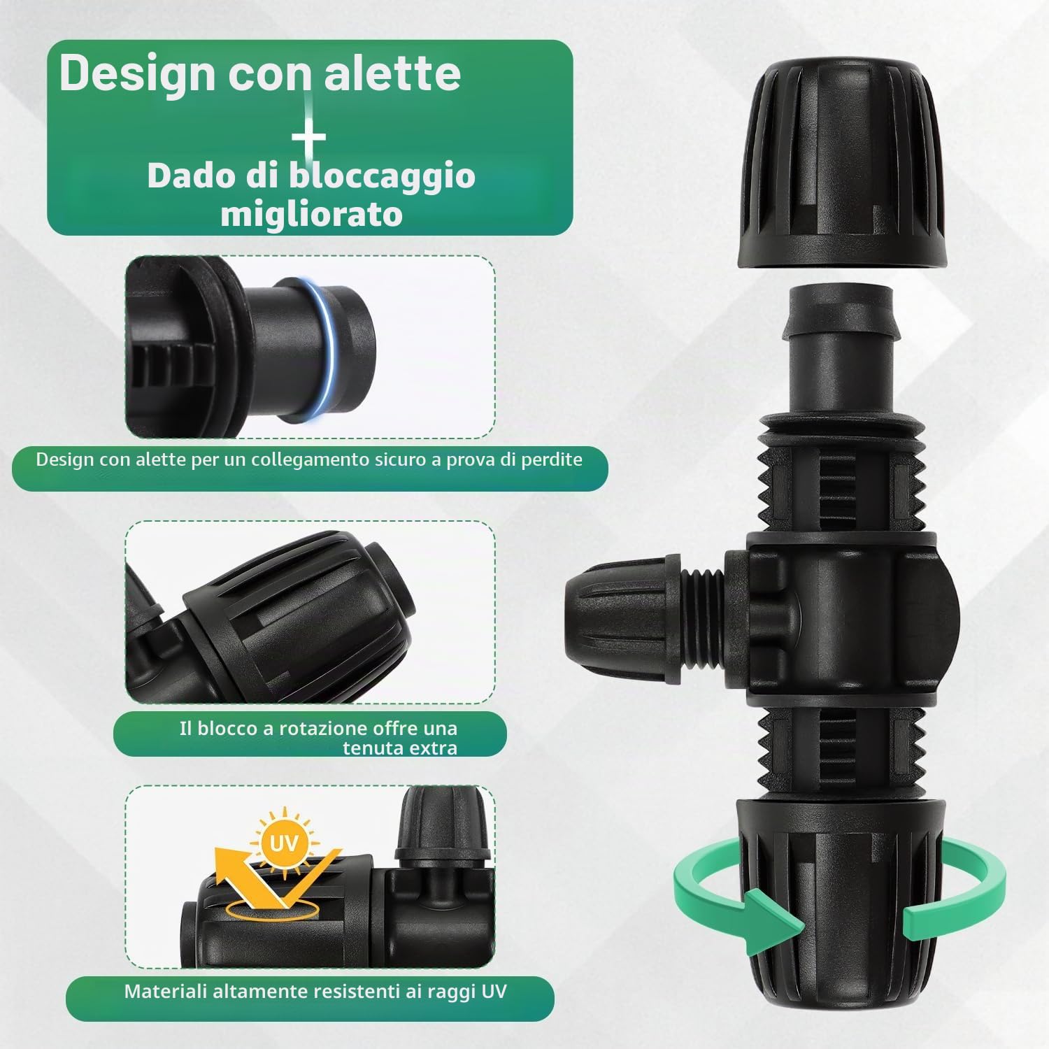 15 pezzi Connettore da giardino 16mm a 4/7 Connettore a T con chiusura a spillo da giardino per tubo in PE Irrigazione da giardino Irrigazione Irrigazione