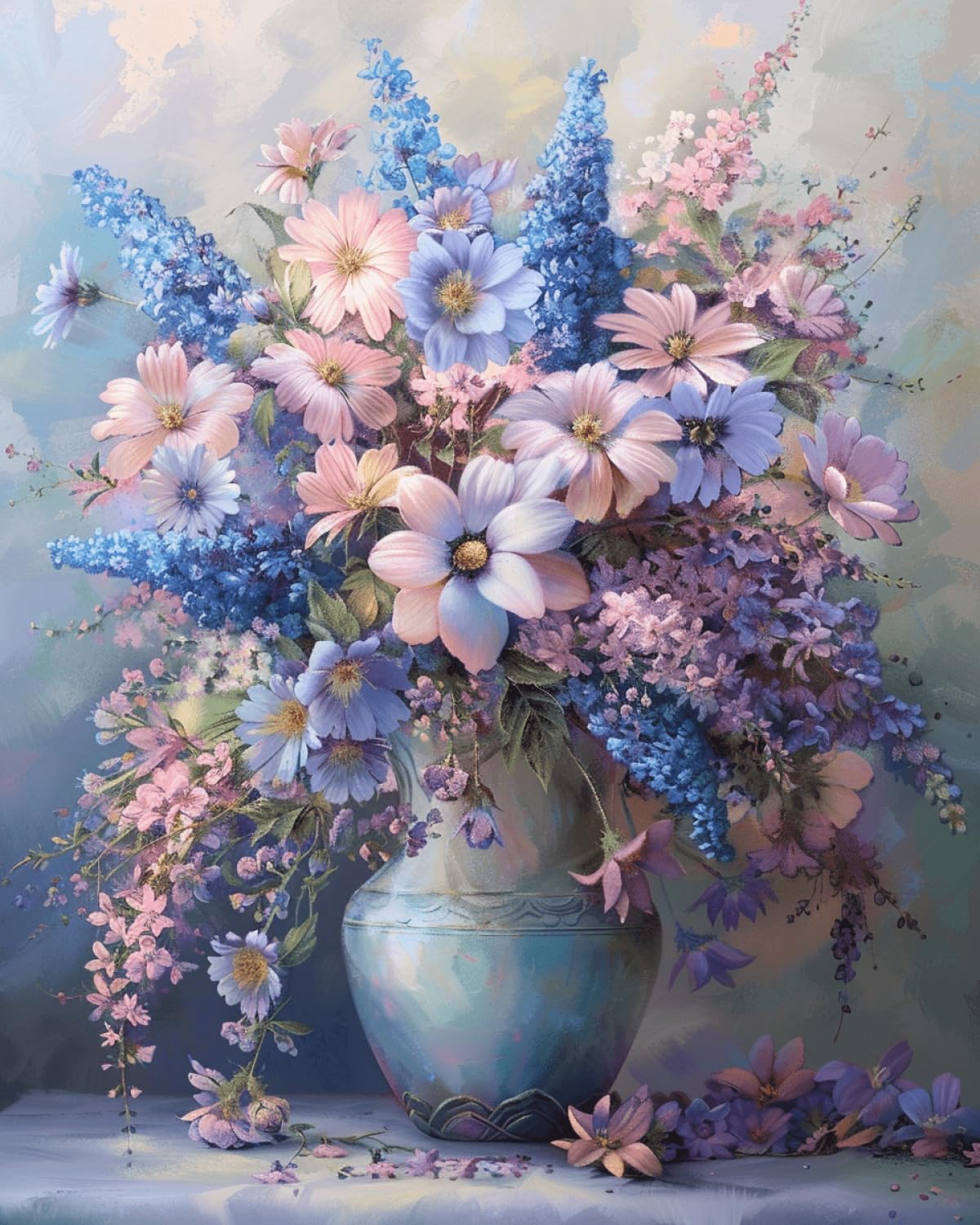 Taxpy 11CT Flores En Un Jarrón Diy Kit Punto De Cruz Flores De Dibujos Animados Kits De Patrones De Punto De Cruz,Kit De Bordado Para Adultos Y Principiantes,Juego De Manualidades 80x100cm