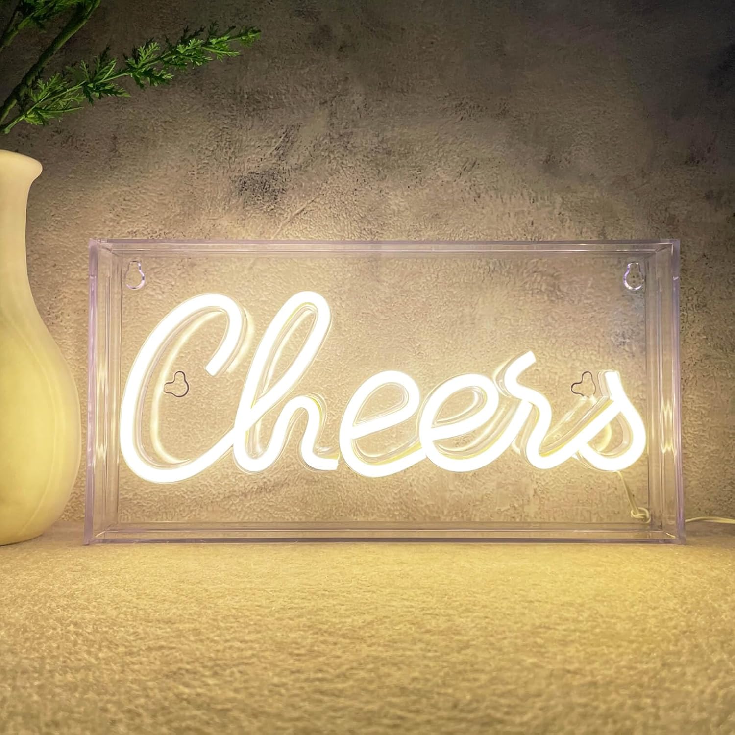 Cheers Neon Sign Light LED Sign for Bar Decorations Warm White Cheers Light up Sign for Table, USB Bar Cart Neon Sign Accessories and Decor for College Apartment Dorm Home Party Indoor