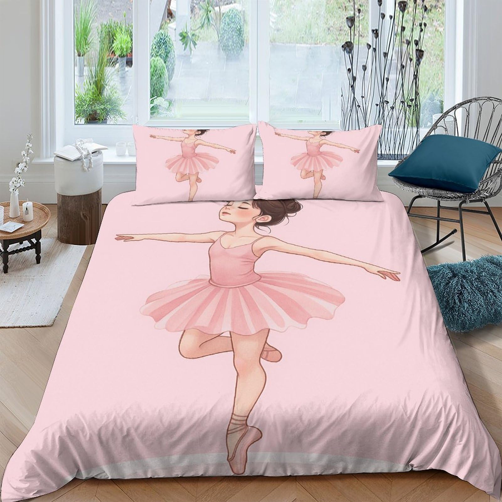 Ctjqhvkz Girls Style-4 3D Printed Pink Ballerina Fitted Sheet Microfiber Soft Anti-Slip Dance Bed Cover For Bedroom Dorm Mattress Decor Single（135X200cm）