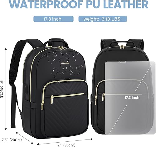 Miniatura 10 de LOVEVOOK Mochila para laptop para mujer, Marrón, Mochila de viaje para computadora portátil, mochila para profesores universitarios