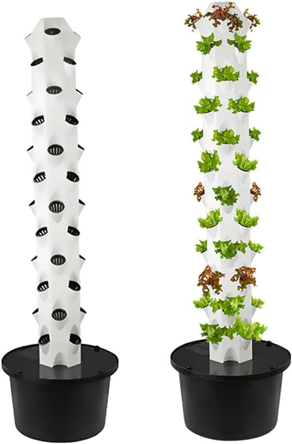 FLTRGO Hydroponics Growing System 32/48 Pods Vertical Hydroponics Tower Aeroponics Growing Kit, Smart Garden Planter Herbs Germination Kit with Hydrating Pump, Adapter, Net Pots