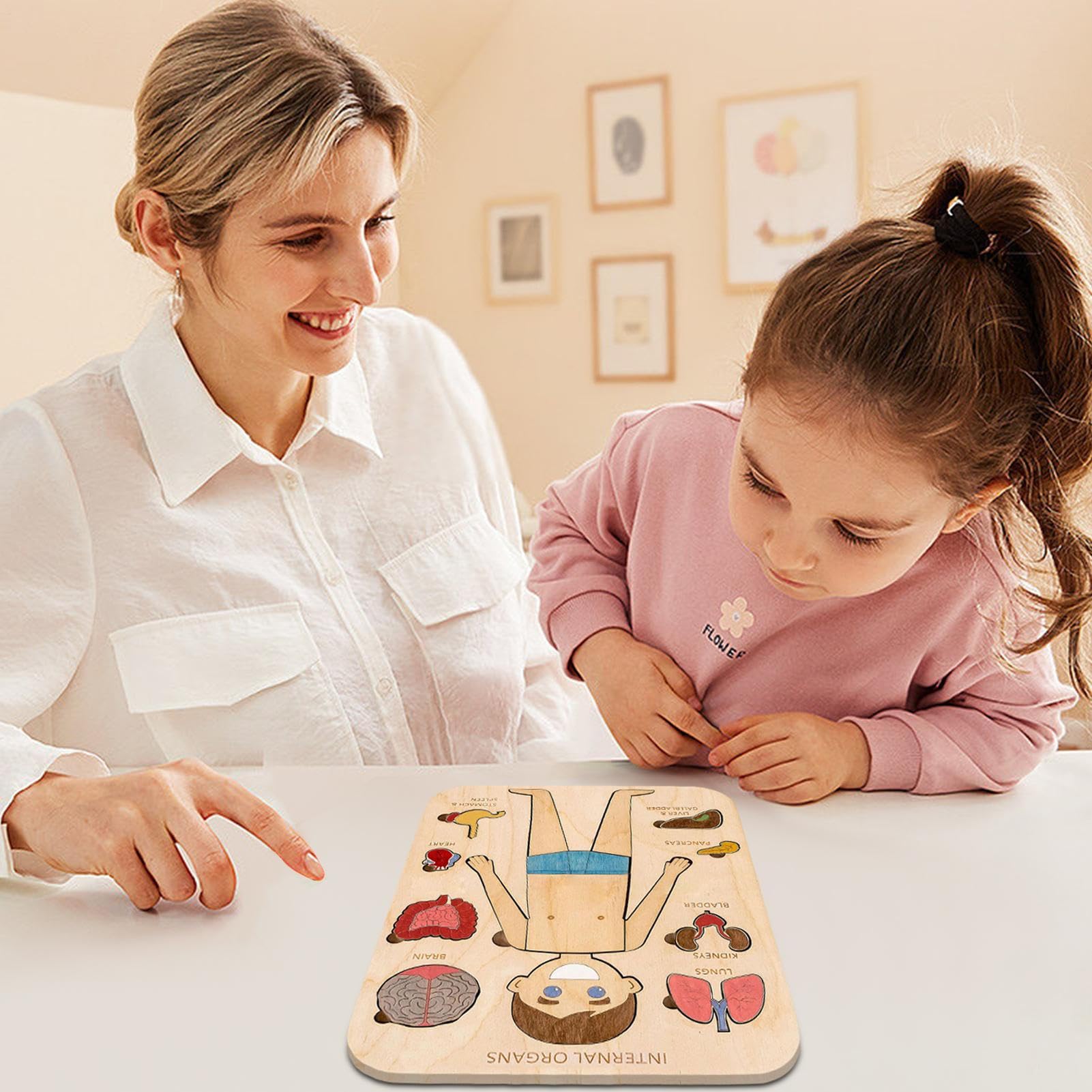 Puzzle du Corps, Puzzle en Bois Structure d'organes du Corps Humain, puz zle d'anatomie pour Les enf Ants de 3 à 5 Ans, Jeu pré-école pour Apprendre Les Parties humaines du co RPS, 29x21,5 cm