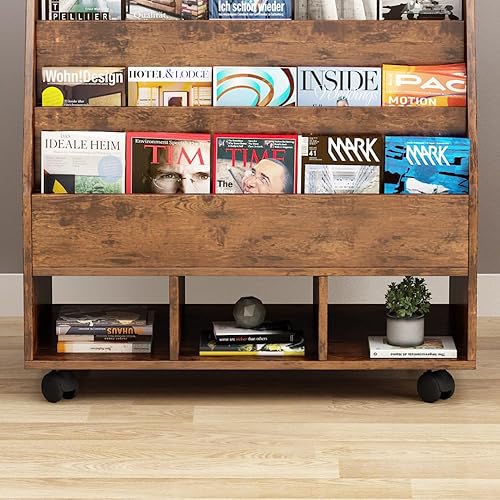 Miniatura 4 de Estantería móvil de doble cara de 3 estantes, estantería con 3 unidades de cubo de almacenamiento, estante para aula, organizador de almacenamiento