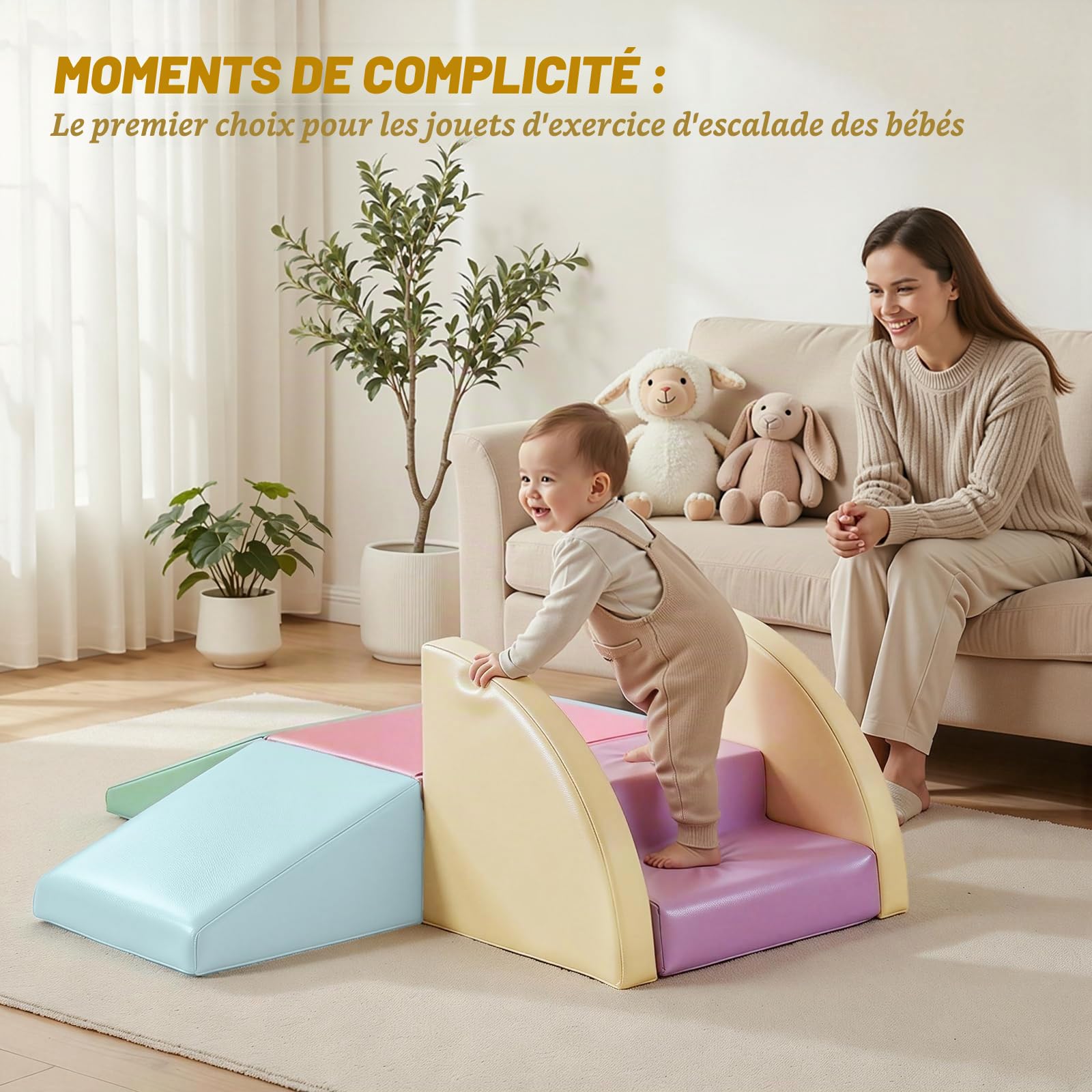 JungleDove Lot de 6 blocs de construction en mousse pour enfants - Pour l'escalade et l'intérieur - Blocs de construction géants pour la motricité de bébé - Jouet d'escalade - Blocs de construction en