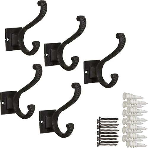 Claimed Corner Ganchos de hierro con pergamino para colgar en la pared, de hierro fundido, para colgar en la pared, para toallas, sombreros,