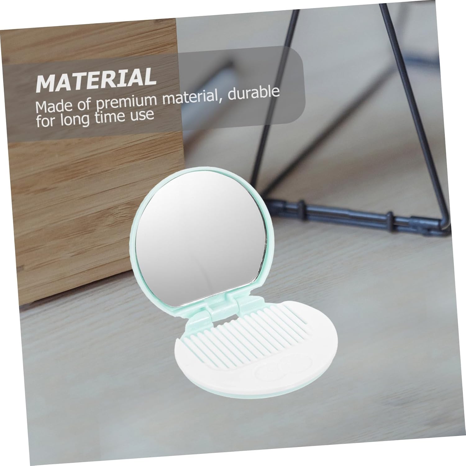 7PCS Chocolate Cookie Pocket Cosmetic Mirrors with Comb Compact Makeup Mirrors in Dark Brown Light Brown Yellow Blue Green Pink Purple for Women Portable Fashionable Accessories