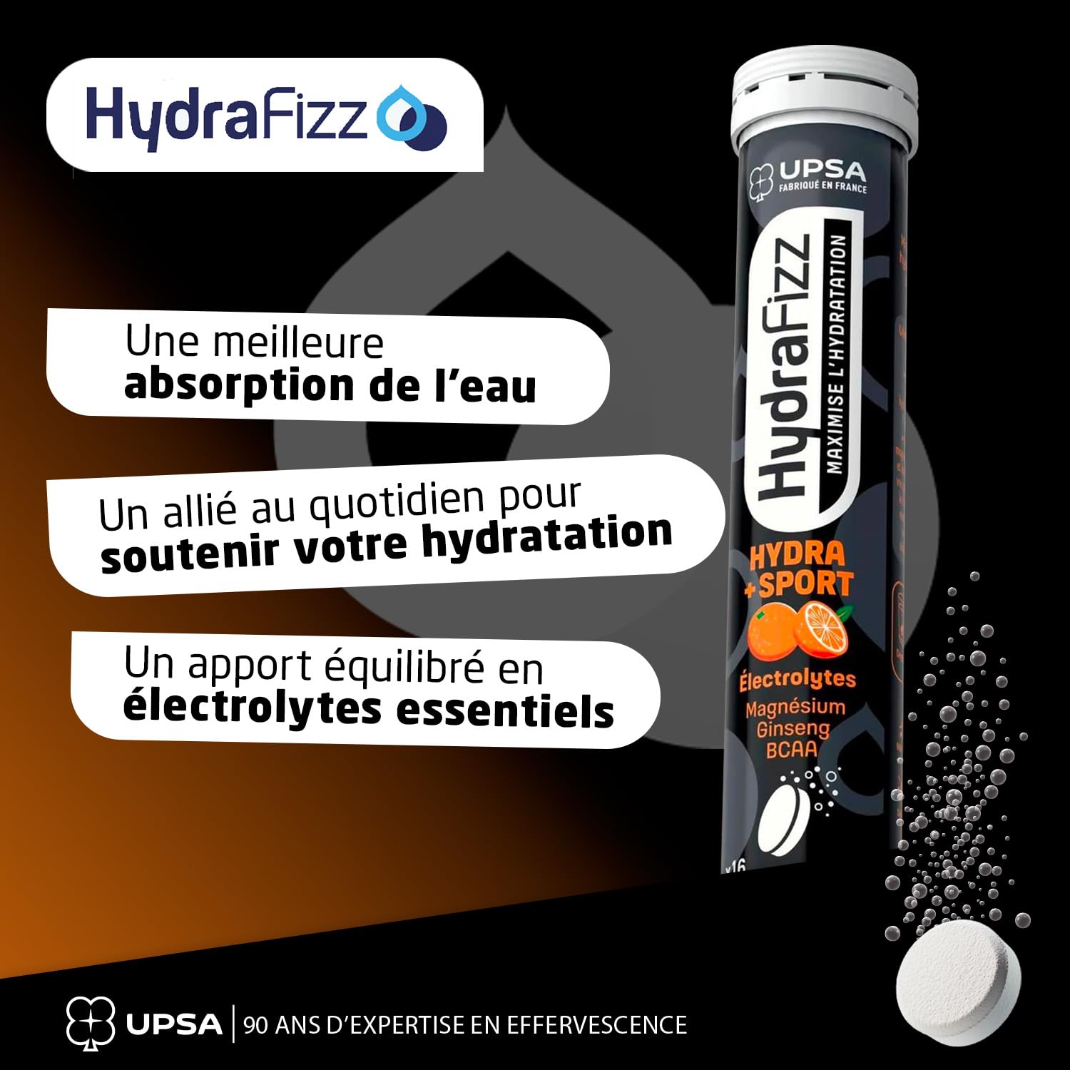 UPSA Hydrafizz Sport x4-5% - Performance, Orange, 64 Comprimés