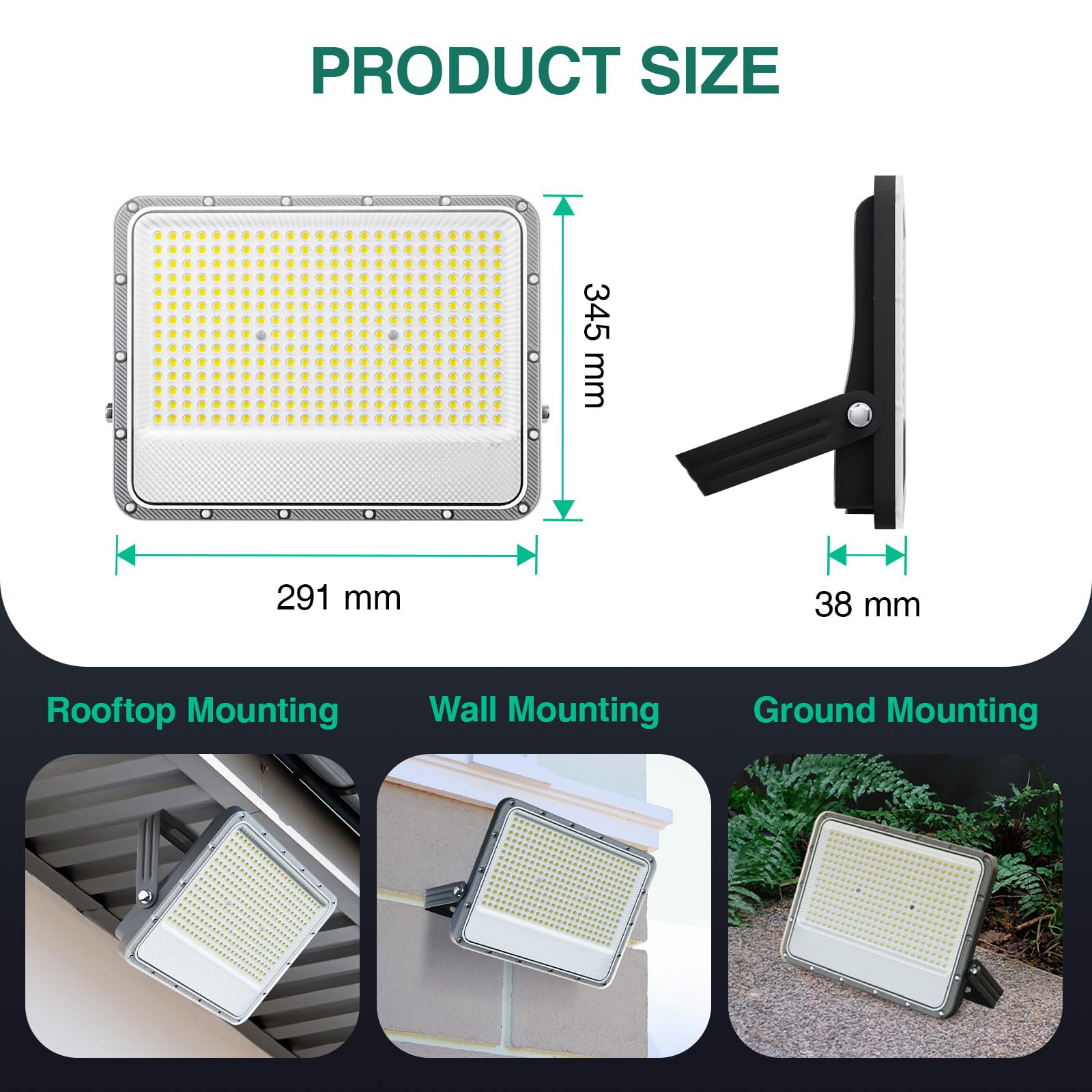HOOLED Faretto LED da Esterno 200 W, Faretti a LED per esterni 22000 lm, 6500 K Faretti led Impermeabile IP66 per cortile giardino garage tetto Piscina fuori terra Giardino Patio