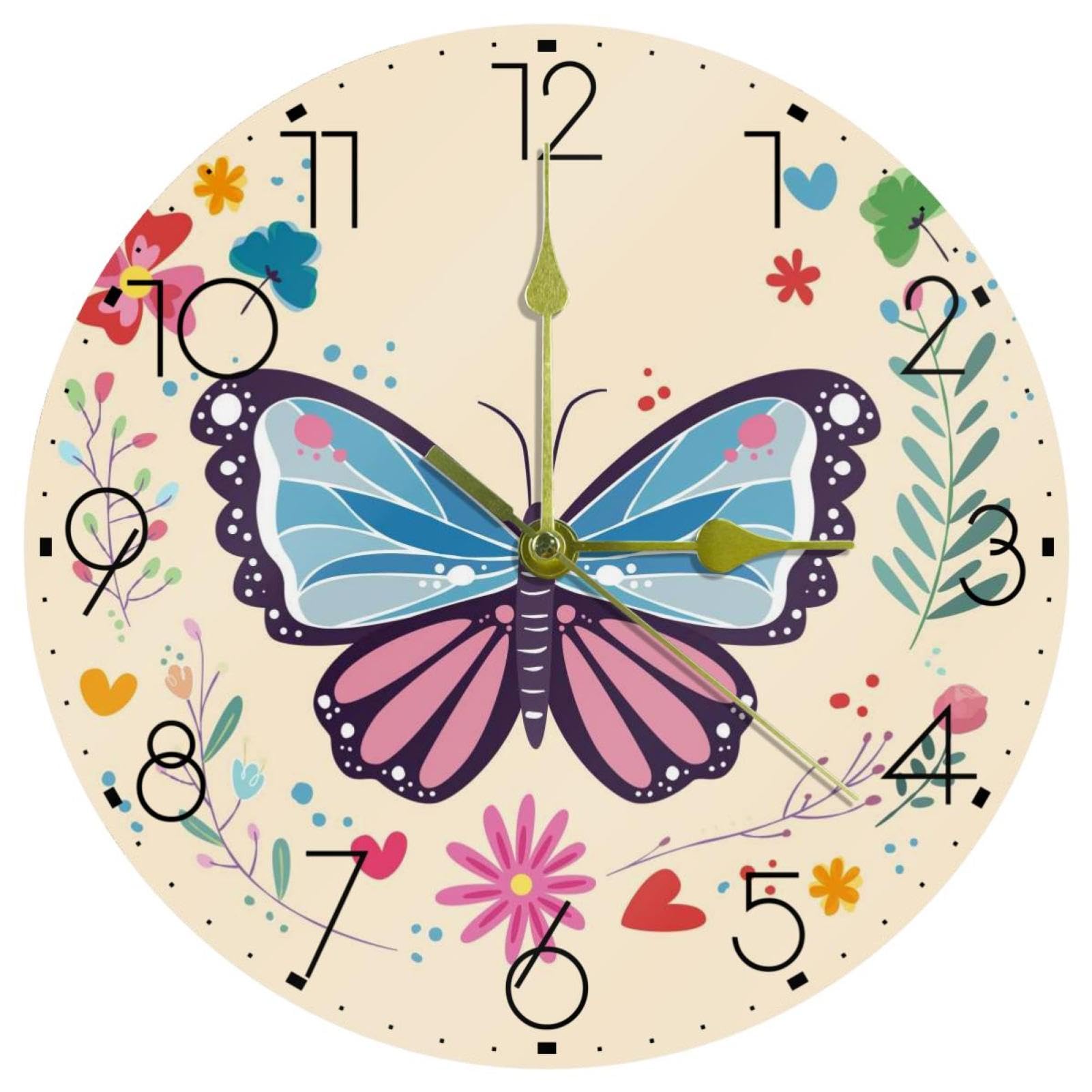 Horloge murale moderne pour salon et cuisine : une décoration papillon épurée