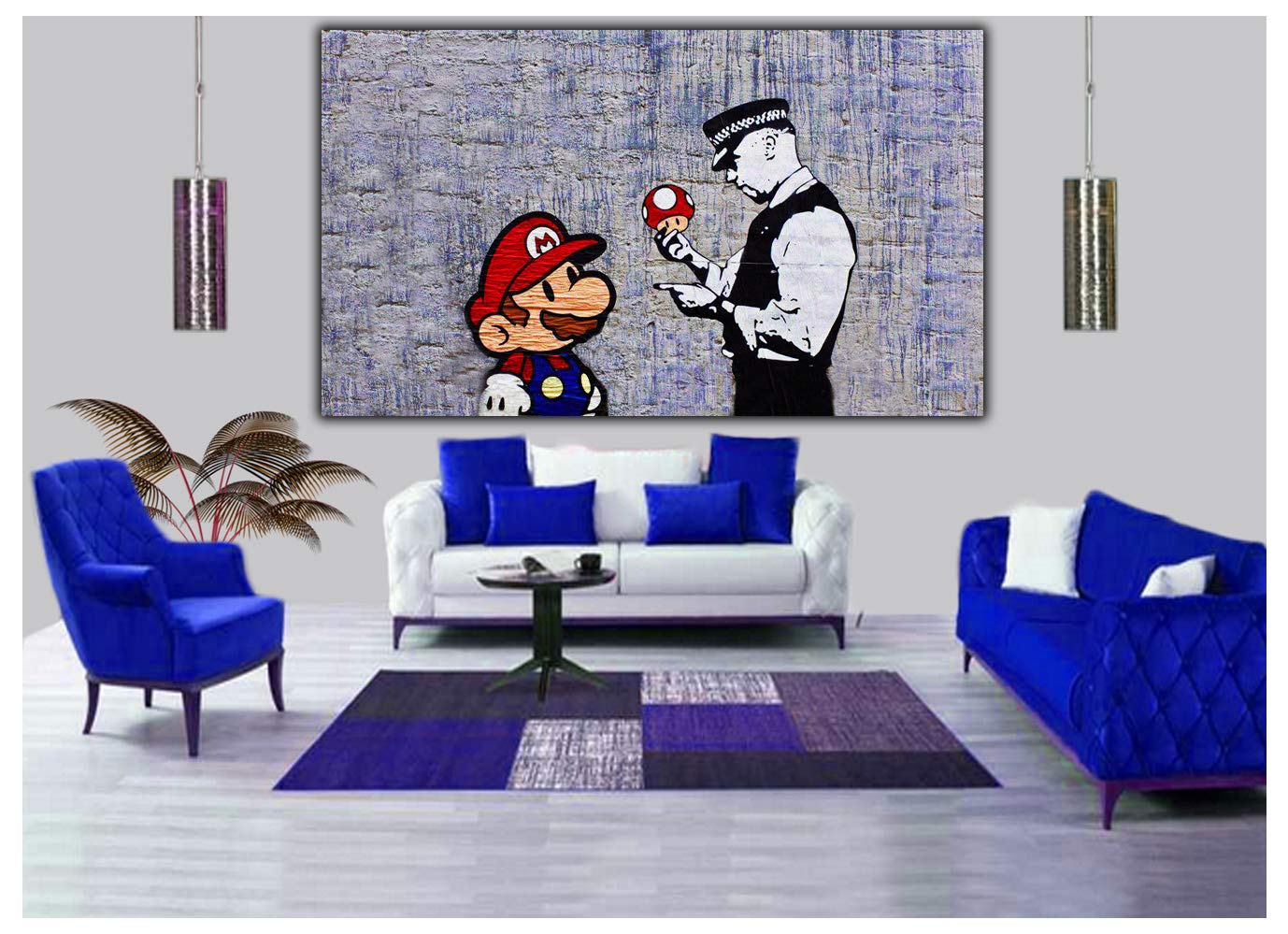 Banksy Super Mario obraz, reprodukcja obrazu, druk na oprawionym płótnie, sztuka ścienna, dekoracja domu, 102 x 76 cm - głębokość 18 mm