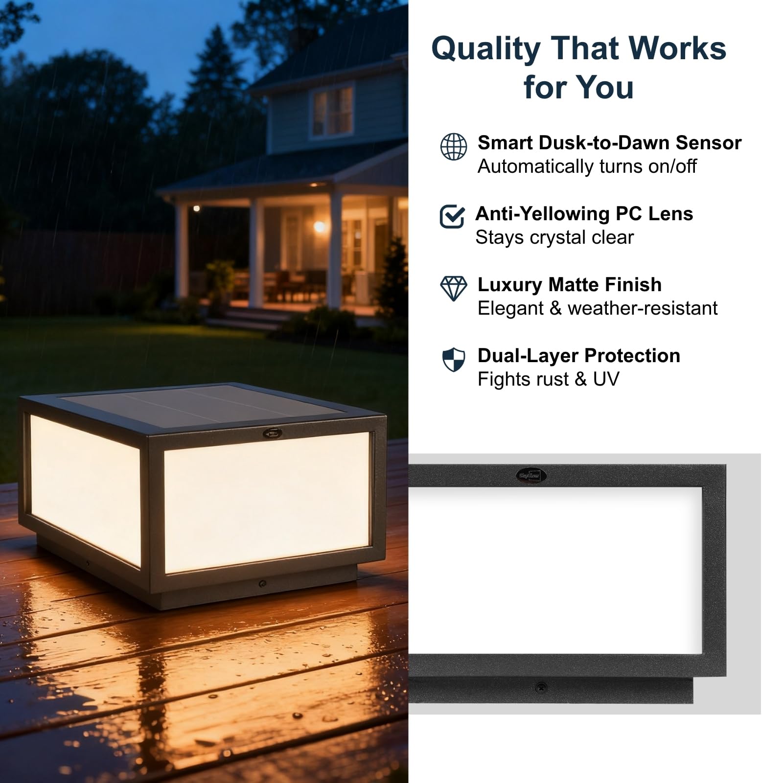 SkyGlow Solar Column Light, Stainless Steel LED IP55 Waterproof