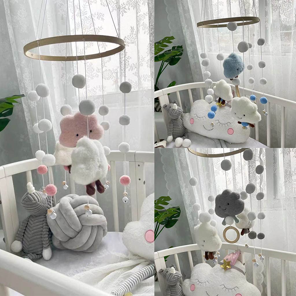 Novelty Baby Bed Rotating Hanging Ornament Sensory Decoration Clouds Chimes Rattle Pendant