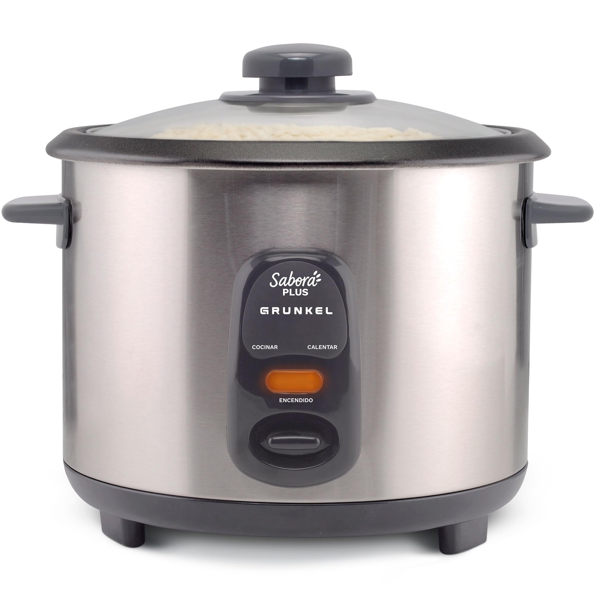 GRUNKEL - Arrocera Eléctrica RC-18L 700W | Capacidad 1,8 Litros | Función Mantener Calor | Cubeta Antiadherente | Exterior Acero Inoxidable | Indicadores Luminosos