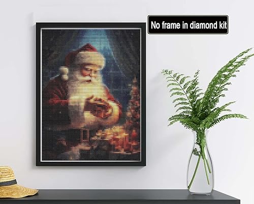 Miniatura 8 de Reofrey Kits de pintura de diamantes para adultos, Papá Noel, arte de diamantes de Navidad, taladro completo redondo con diamantes de imitación,