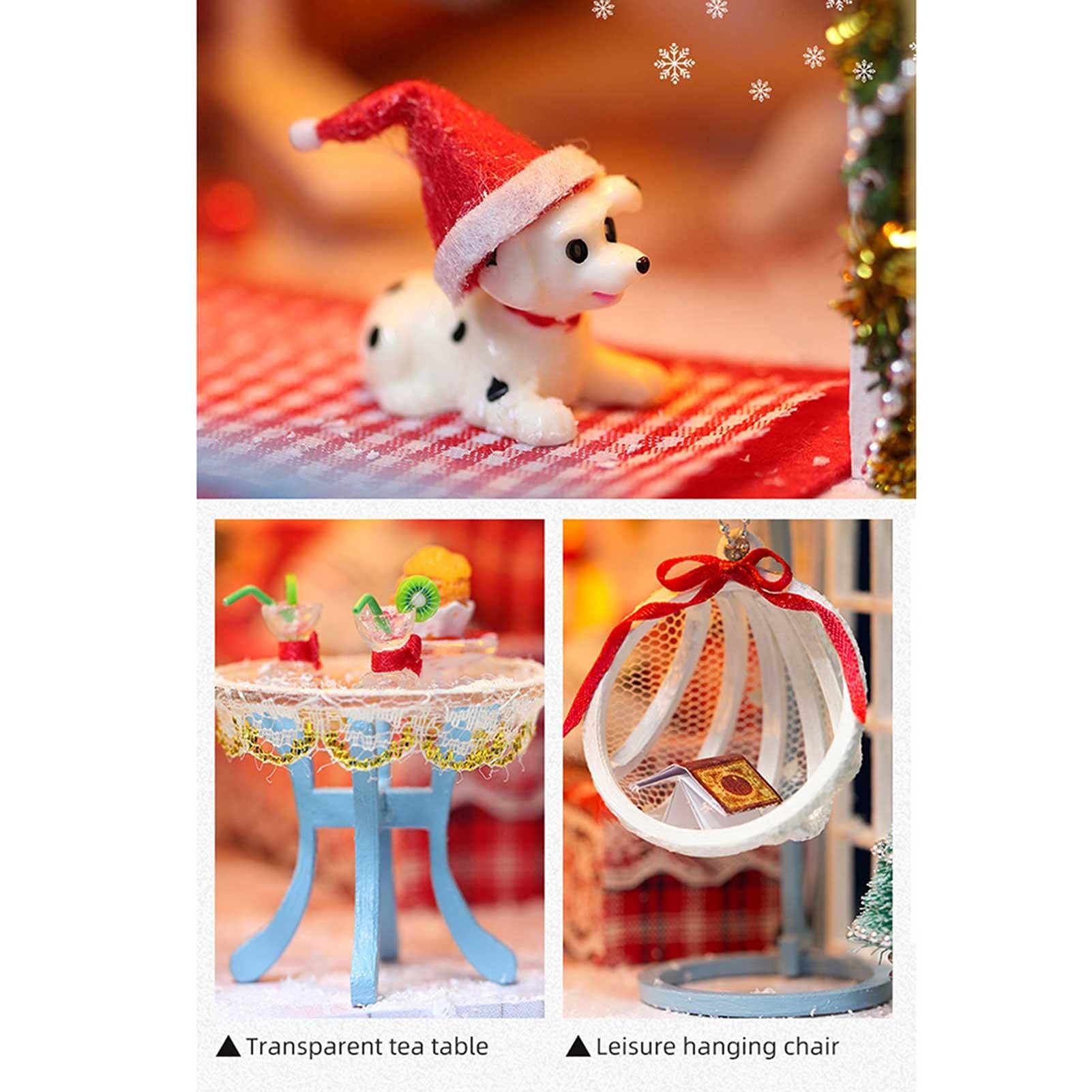 ミニチュアハウスクリスマスディスプレー　陶器のお家　雪の粉付き ミニチュアハウスクリスマスディスプレー陶器のお家雪の粉付き