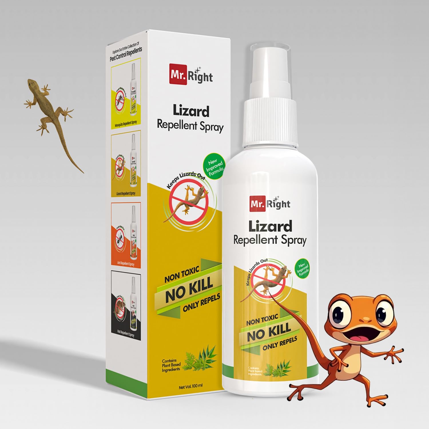 Mr. Right Herbal Lizard Repellent Spray (100 ml), Natural and easy way to repel lizards at home
