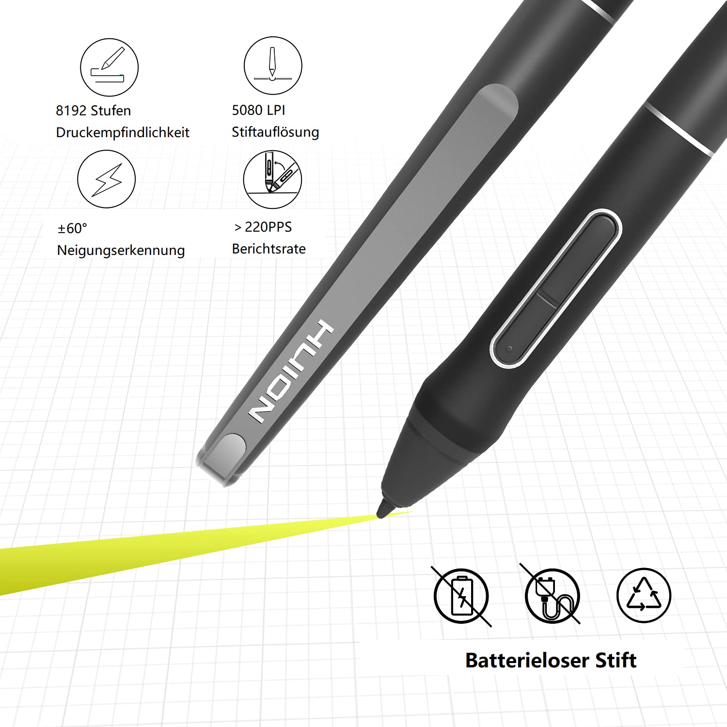 HUION Kamvas Pro 16 Grafiktablett mit Display, 15,6 Zoll Zeichentablett mit Tilt-Funktion, 6 Drucktasten,1 Touch-Leiste, Blendfreies geätztes Glas,Konnektivität mit Windows & Mac, Ideal zum Malen