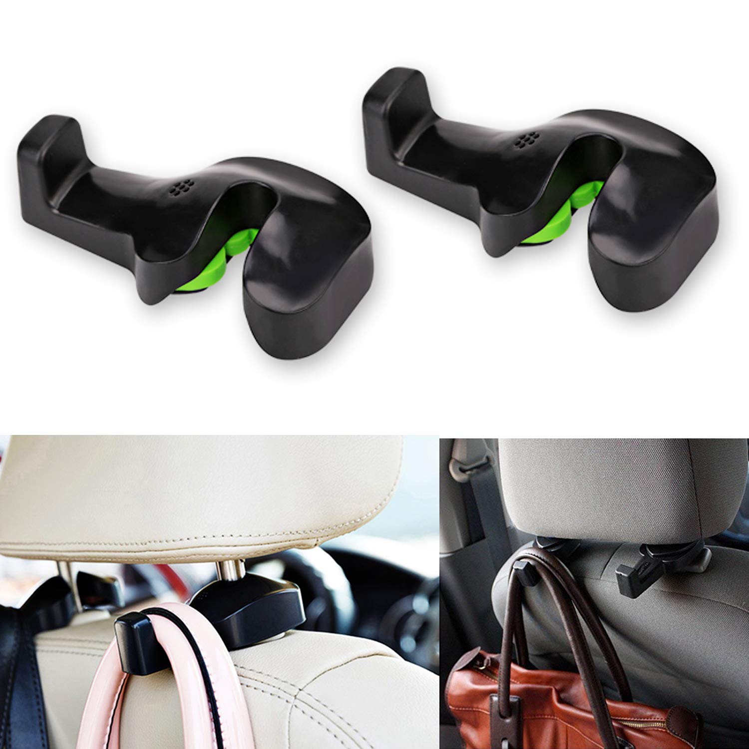 Xotic Tech 2pcs Universal Car Back Seat Hook Vehicle Headrest Hanger