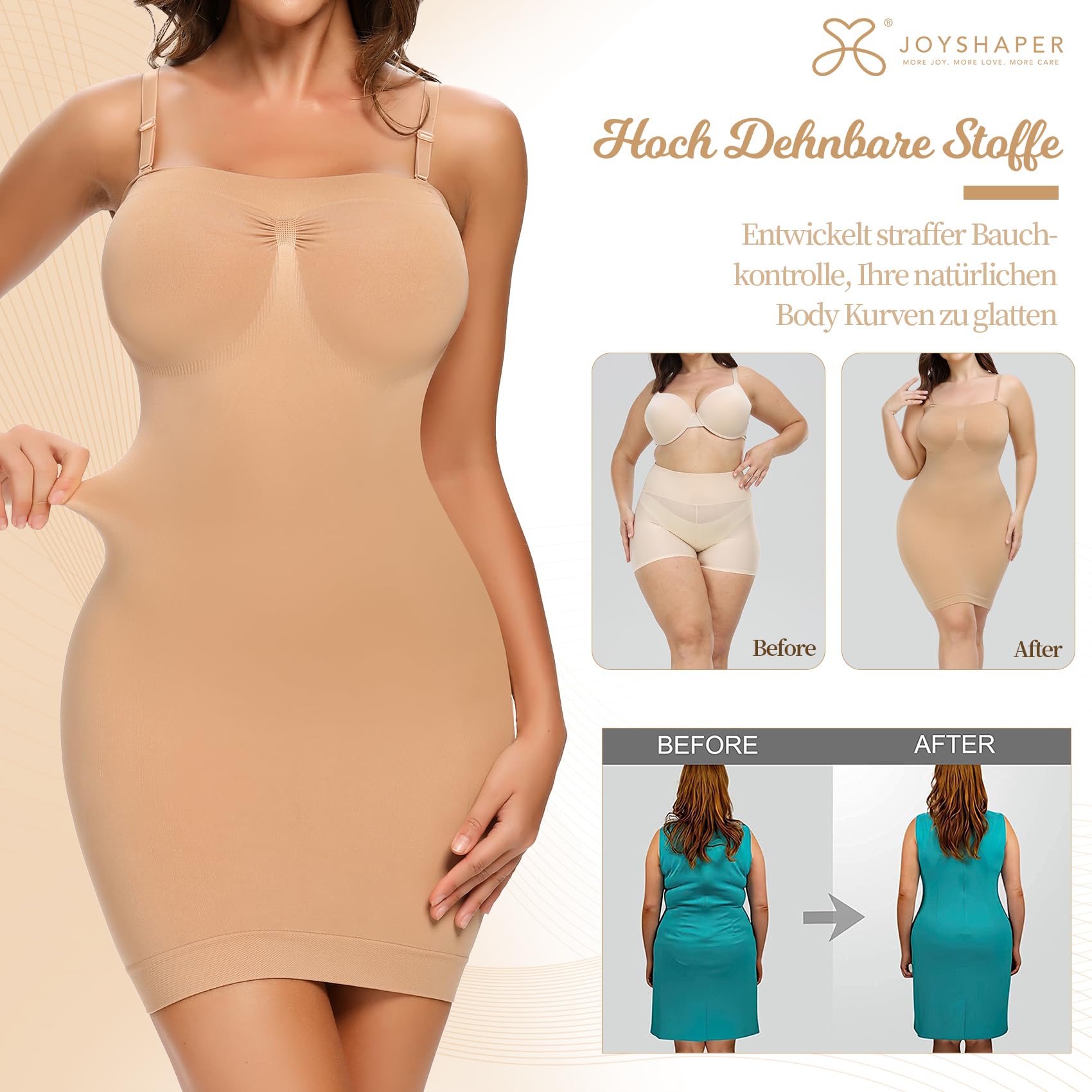 Joyshaper Robe Gaine Ventre Plat Femme Robe Sculptante avec Bretelles Réglables Mini Robe Bodycon Hanches Serrées Enveloppées