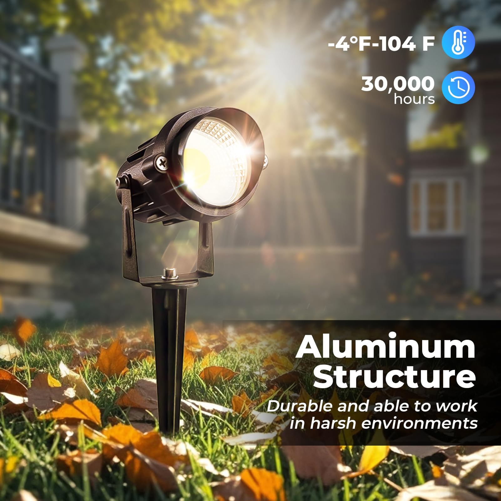 Outdoor Spotlight, 7W 110V Landscape Lighting, IP66 Waterproof LED