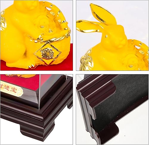 Miniatura 2 de PRETYZOOM Estatua de conejo del zodiaco 2023 de resina dorada Feng Shui 2023 Oro chino Año del Conejo Decoración de mesa para el hogar Oficina
