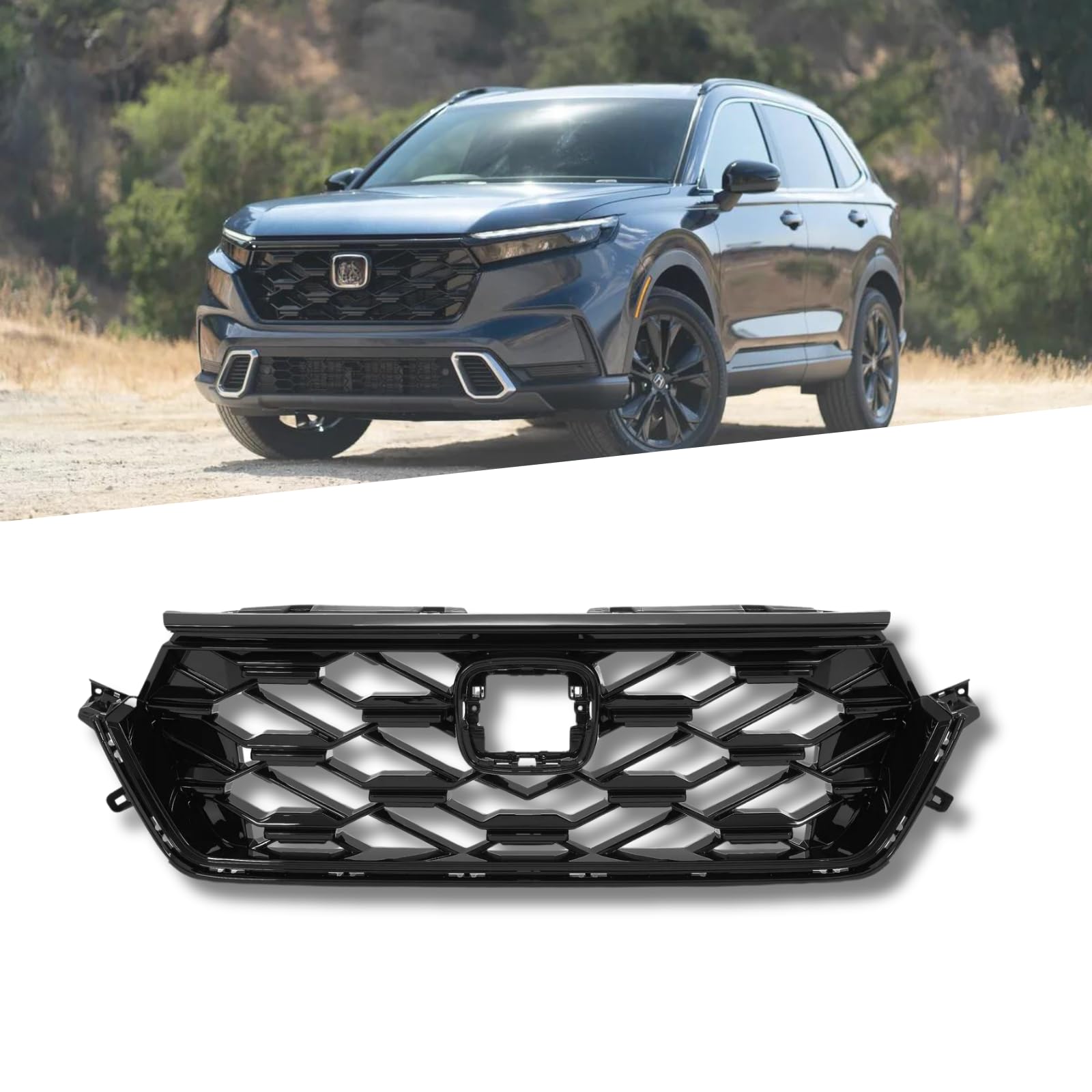 3pcs Set Front Bumper Upper Grill Hood Trim Covers for Honda CR-V 6th