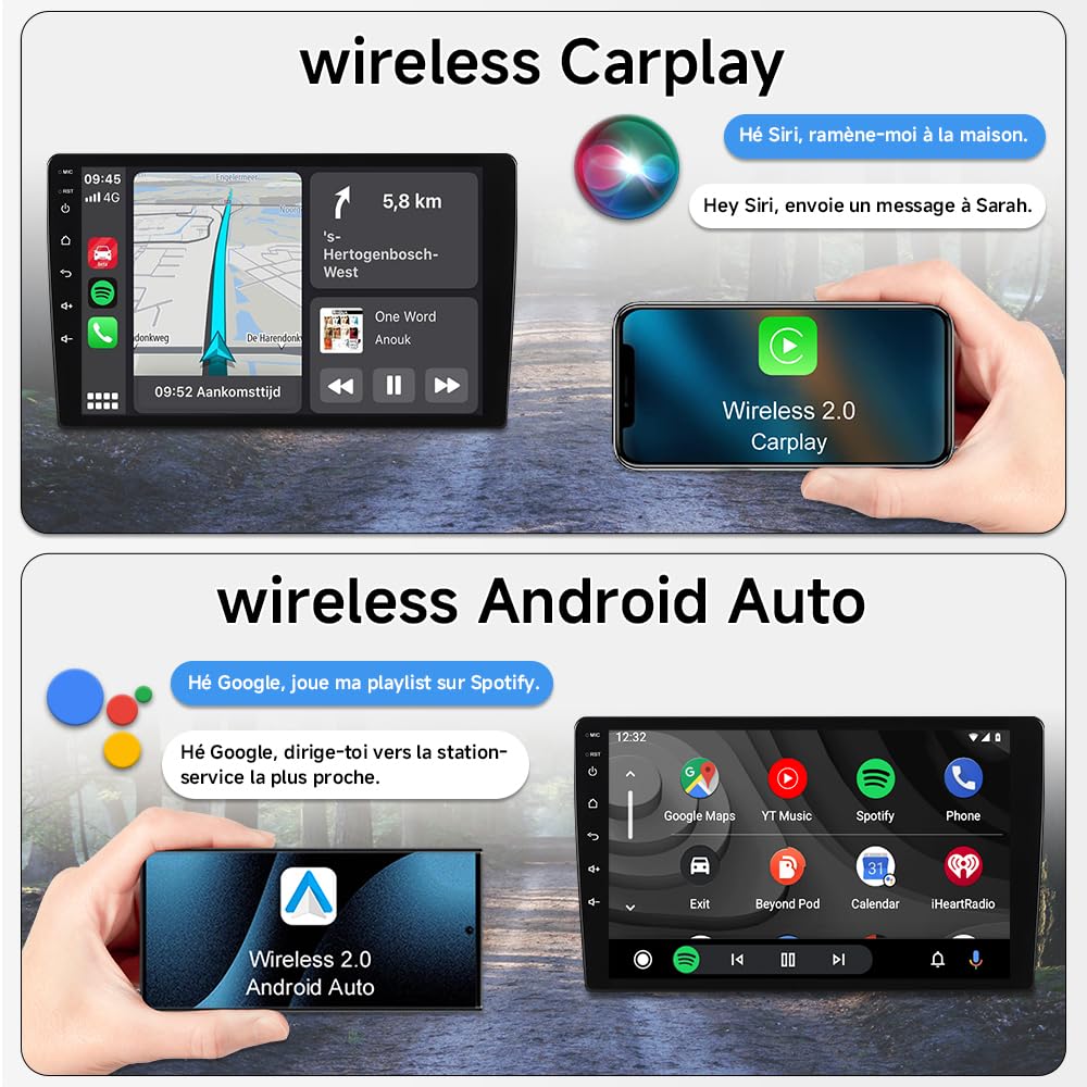 Autoradio Android 15 pour 1-DIN Fiat Ducato, Citroën Jumper, Relay Peugeot Boxer, 4 + 64 Go, écran Tactile 9 Pouces, CarPlay sans Fil, Android Auto, Bluetooth 5.4, Wi-FI 6, DSP, Navigation