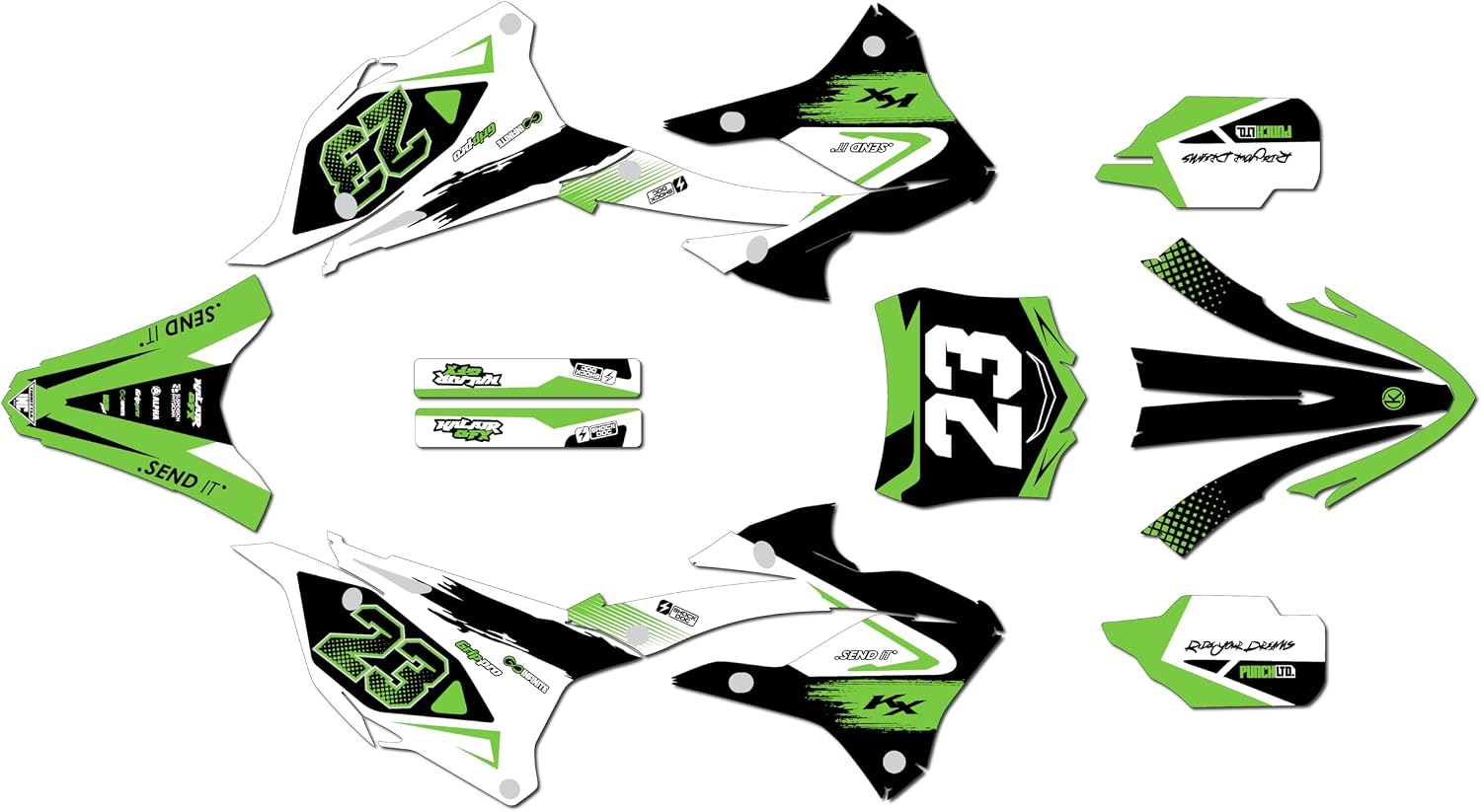 Graphics Kit for Kawasaki KX85 / KX112 (2022-2026) Evader Series Magenta 16 Mil - On/Off the Road - Dirt Pit Bike Motorcycle Sticker, Dirtbike Racing Decal Motocross no-Plastics
