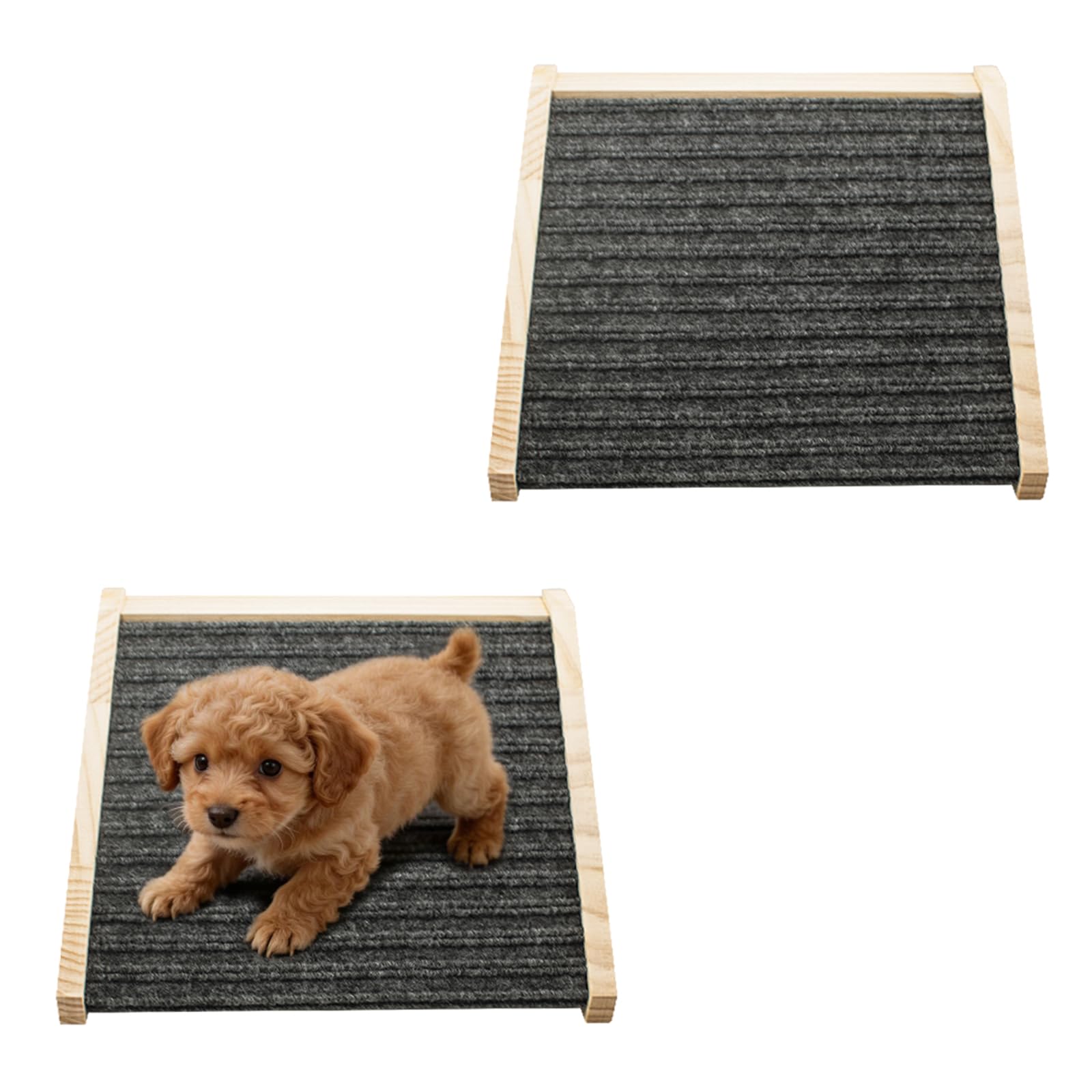 2 Pcs Hölzerne Hunderampe für Treppen, Haustierstufen mit 30° Winkel | und Rutschfester Oberfläche, 31 x 24,9 x 14,9 cm, Hilfsrampe für kleine Hunde und Katzen