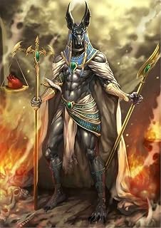 IREDLII 5D Anubis Diamond Art Numeric Painting Kit, Ancient Egyptian Mythological God of The Dead Full Diamond 16x20 Inch Round Diamond Art Adult Craft Cross Stitch Wall Decoration