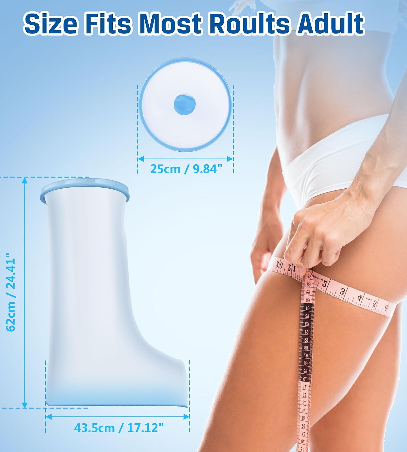 Blueash Waterproof Extra Wide Leg Cast Cover for Shower Adult, Reusable Extra Large Leg Shower Casts Cover with Non-Slip Bottom for Adults Large Casts Surgery Shower Boots