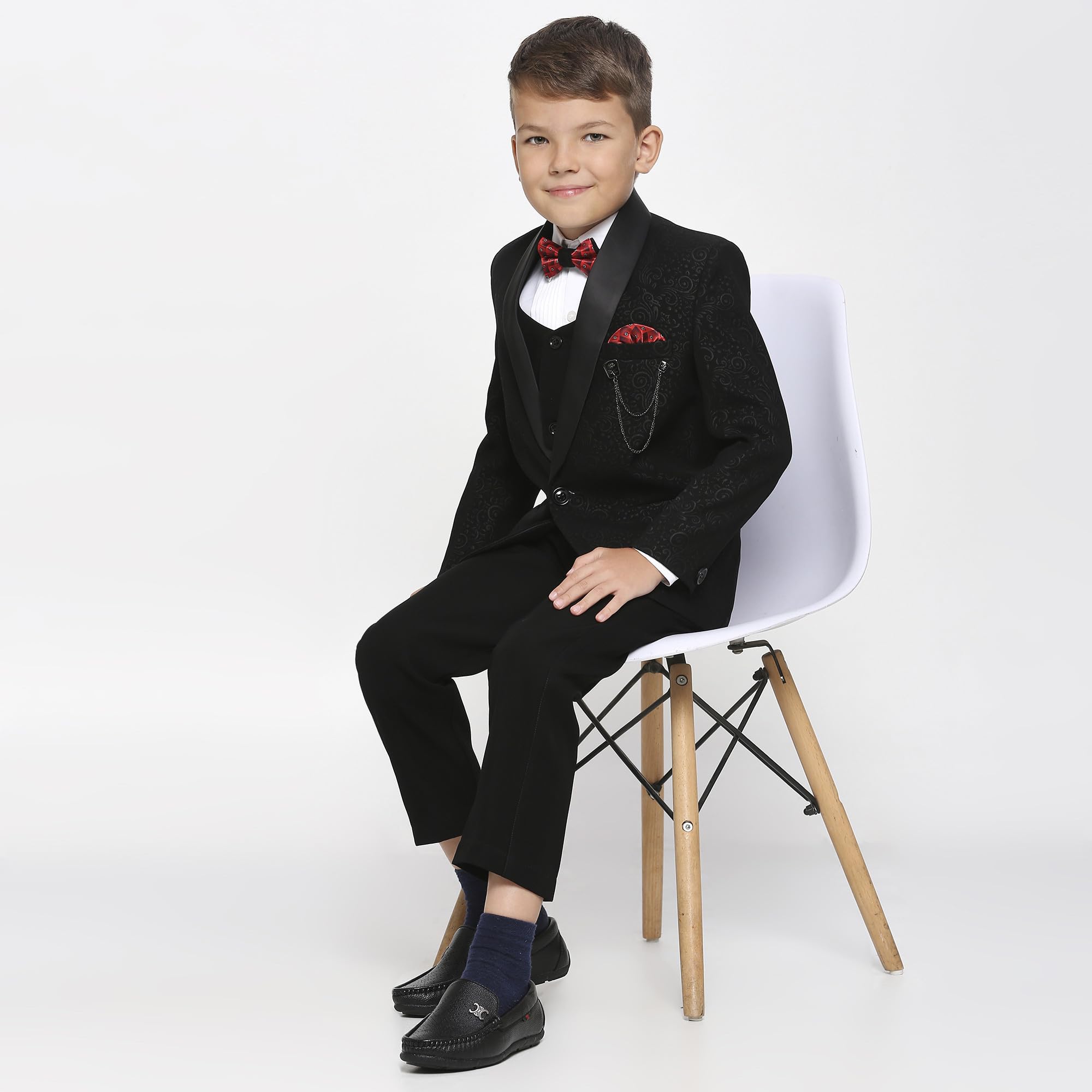 KIDS ISLAND Boys Black 5 Pcs Coat Suit | KI_041_8031_BLK_5 3