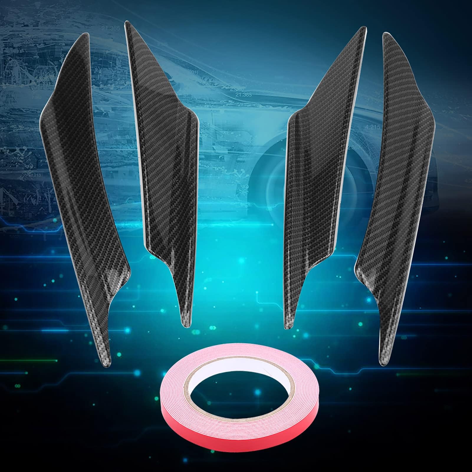 Universal Modified Rear Bumper Car Body Spoiler, Front Left And Right Bumper Side Front Bumper Spoiler, for Car SUV Pickup Truck for Preventting Scratches(Water transfer carbon pattern)