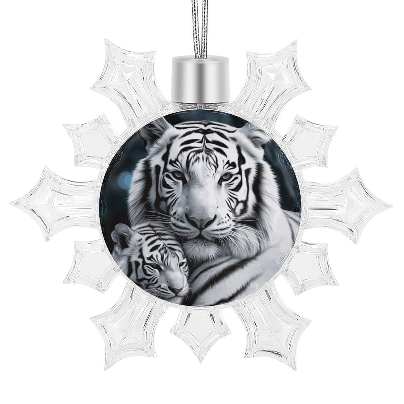 White Tiger Snowflake Decorations,Christmas Decorations，Christmas Indoor Winter Wonderland Decor，Hanging Ornaments for Xmas Tree Winter New Year Party Supplies