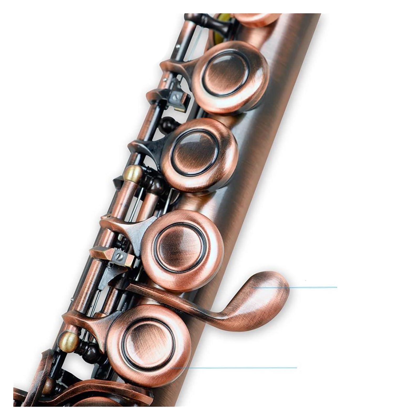flet prosty 16-otworowy flet z zamkniętym otworem klucz C profesjonalny flet poprzeczny z pudełkiem rękawice do wycieraczek instrument fletowy (Color : Antique Copper)
