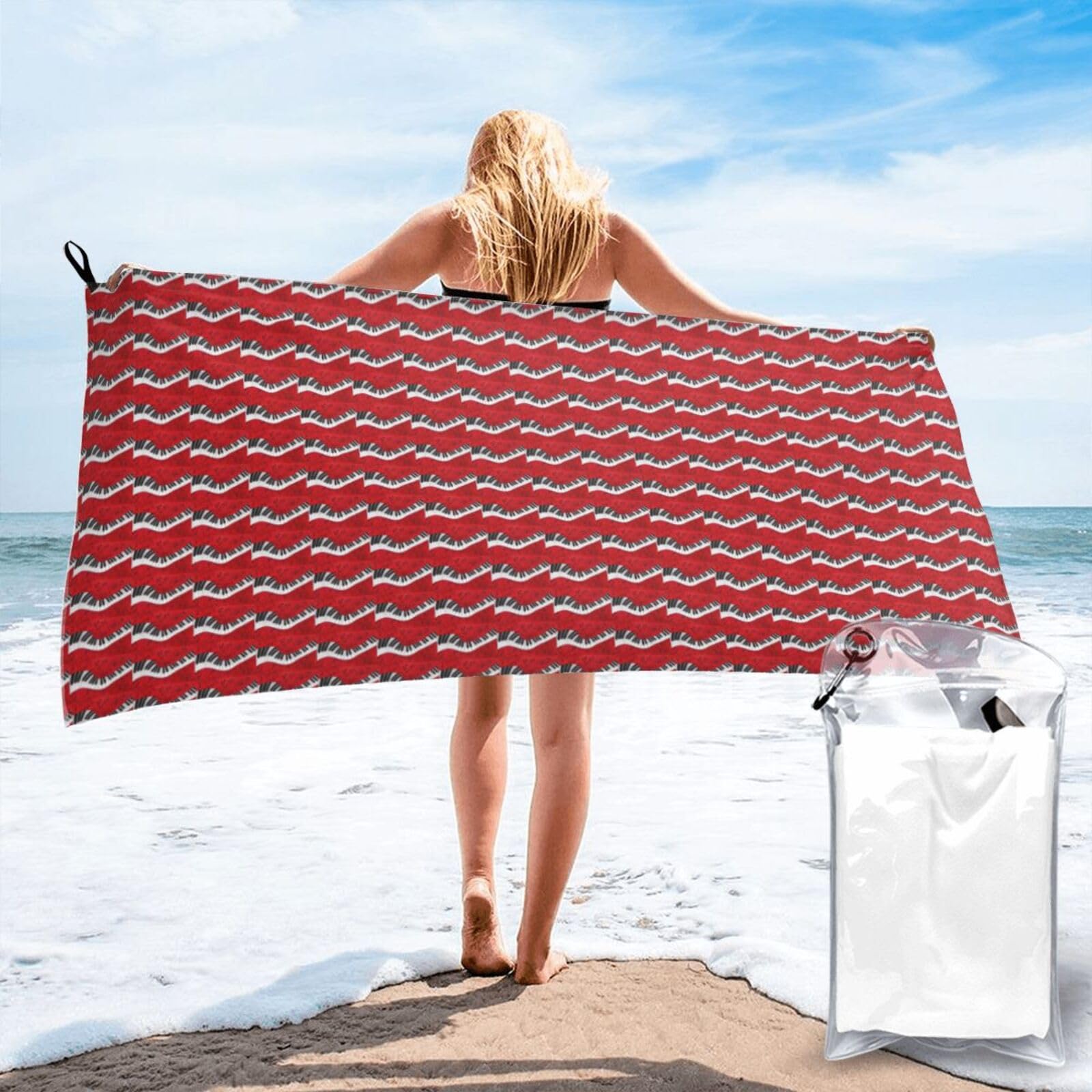 JBJGKHLP Music Note Piano Print Quick Dry Portable Towel For Beach Camping Hiking Yoga Fitness Outdoor Adventures