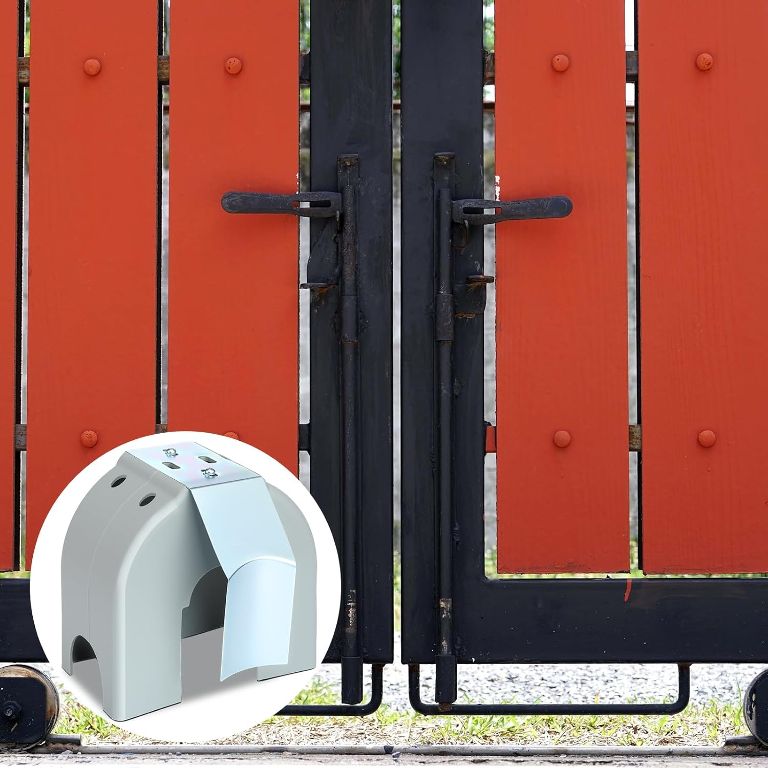 Threlaco 2 Pack Cantilever Gate Rollers Poly Cover with Bracket Universal Gate Cover fit 3", 4", 6 5/8" Cantilever Rollers Chain Link Fence Sliding Hardware Kit