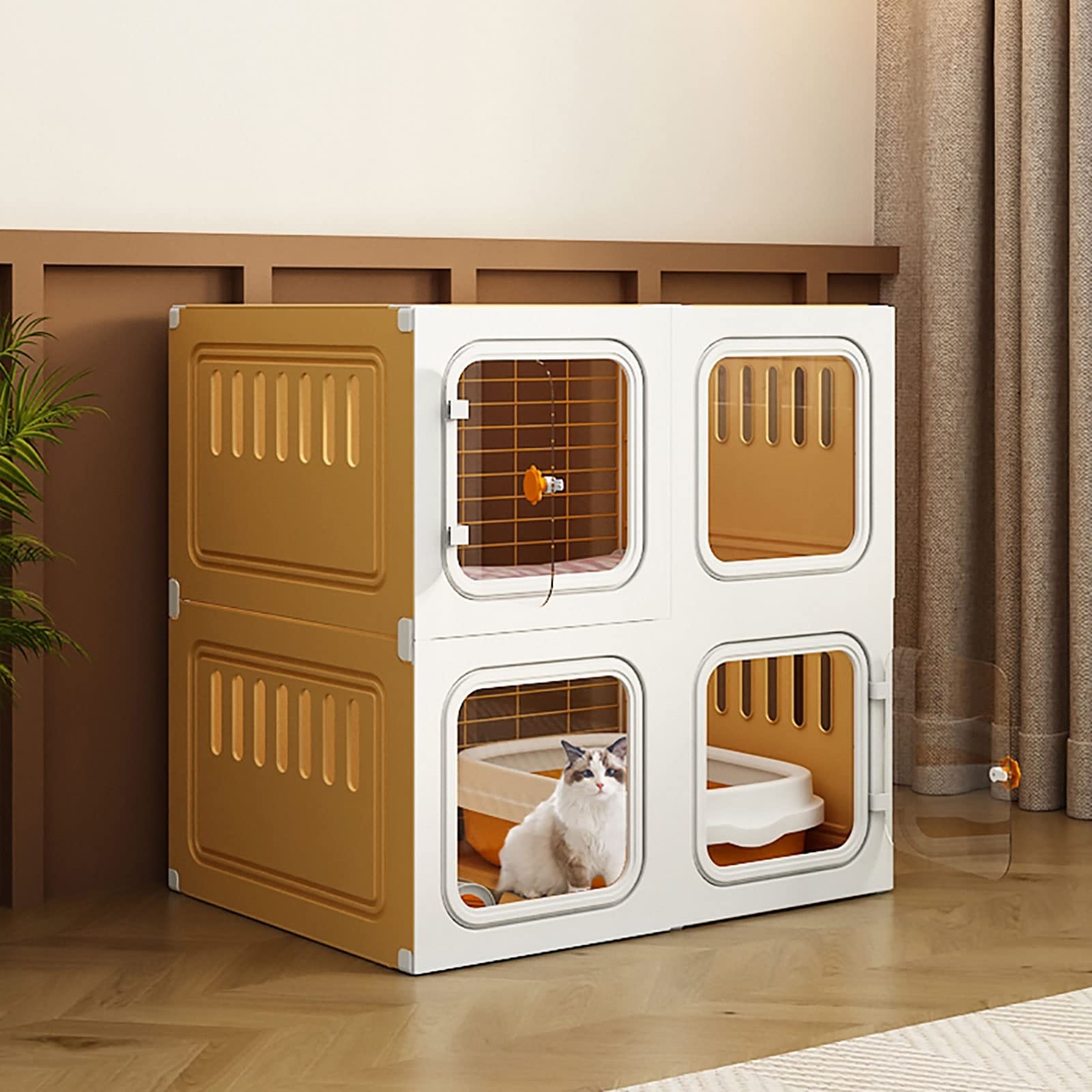 Gabbia per Gatti da Interno, Gabbie per Gatti, recinti per Gatti da Esterno, Gabbia per Piccoli Animali, mobiletto per Gatti Semi-Chiuso Staccabile, Grande Spazio per Esercizi Ideale per 2-3