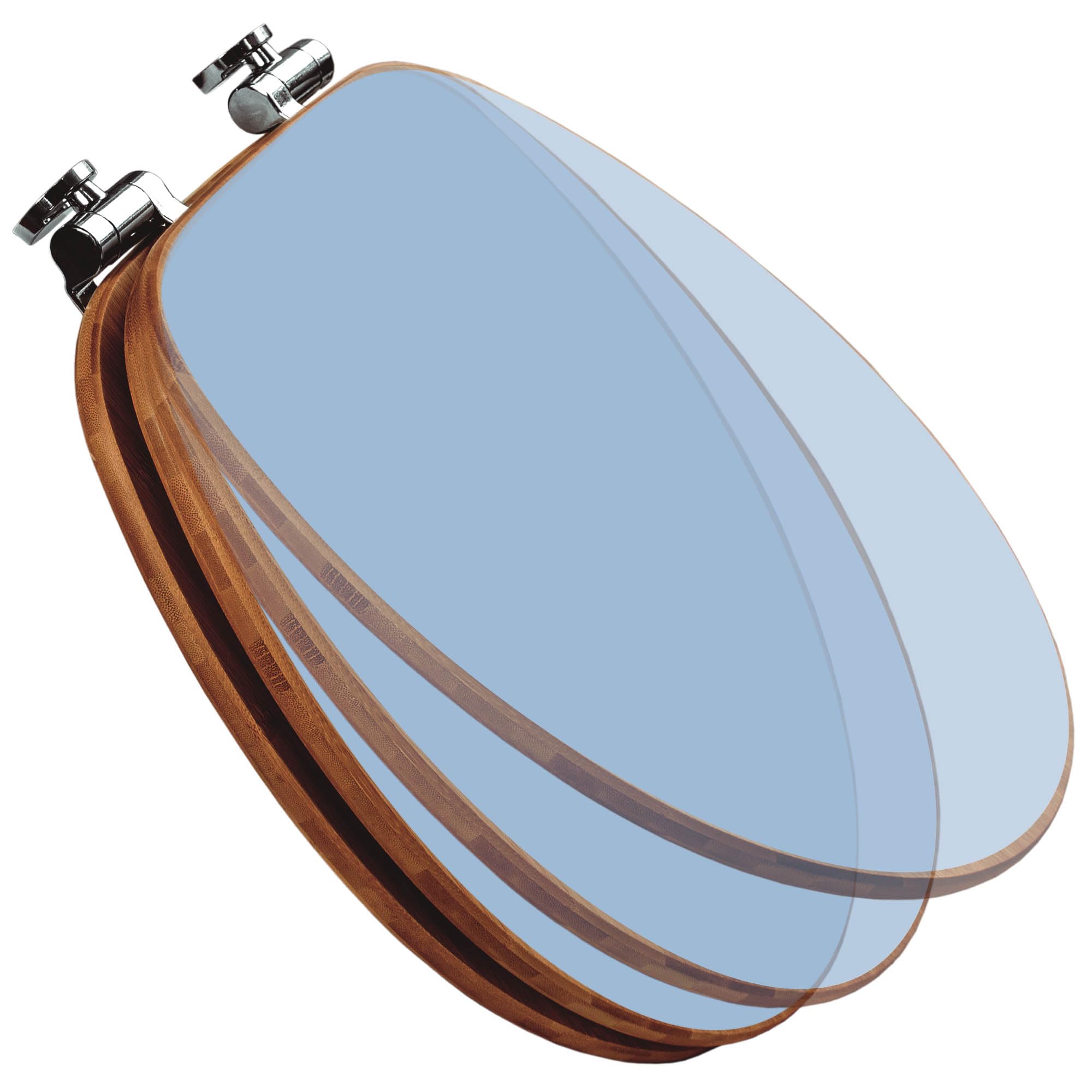banjado Design WC Sitz Bambus Absenkautomatik 45,8x37,5cm - Toilettendeckel mit Absenkautomatik Holz - hochwertiger Bambus Klodeckel - WC-Sitz für gängigen Toiletten - Farbe Pastellblau