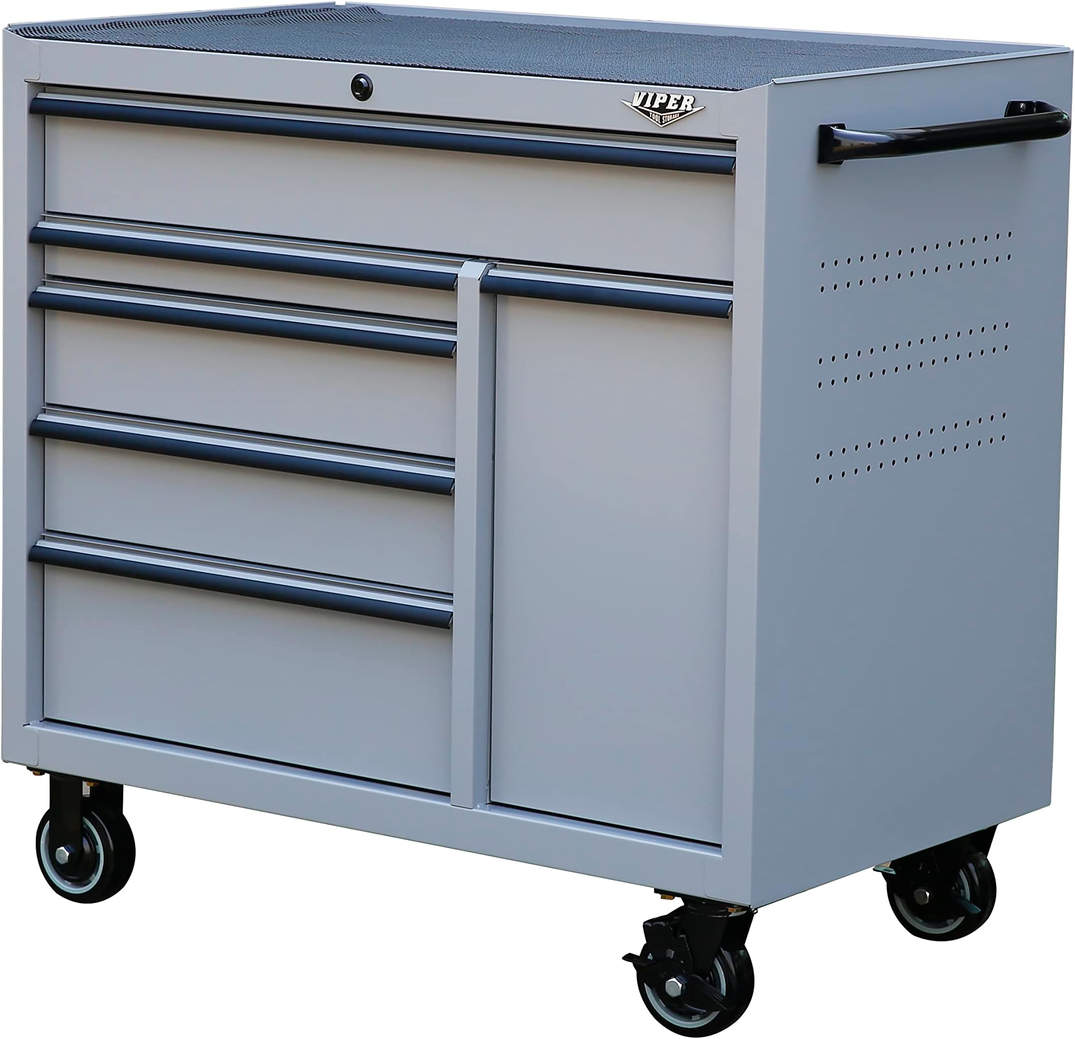 V4106GRAYR Viper Tool Storage 41-Inch 6-Drawer Steel Rolling Cabinet, Sonic Gray