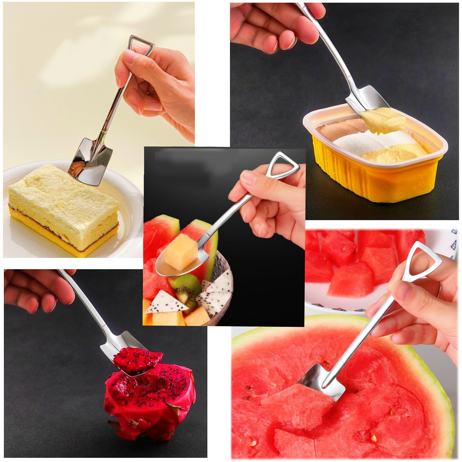 Cucchiaio a forma di pala in acciaio inossidabile da 4 pezzi Cucchiaio a punta Cucchiaio per caffè Tè Zucchero Cucchiaio per torta Cucchiaio da desser | Leroy Merlin